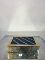 Great Blue Enamel and Brass Box in the Style of Gucci, circa 1970