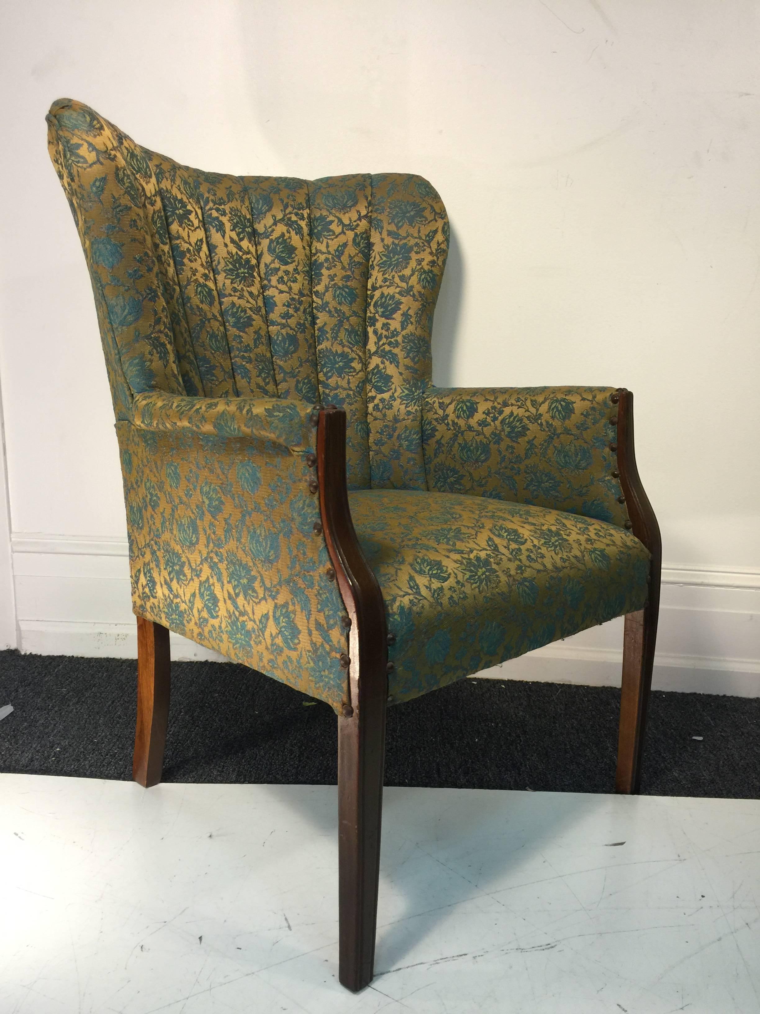 Hollywood Regency Pair of Dorothy Draper Style Fan Back Armchairs, circa 1940 In Excellent Condition For Sale In Mount Penn, PA