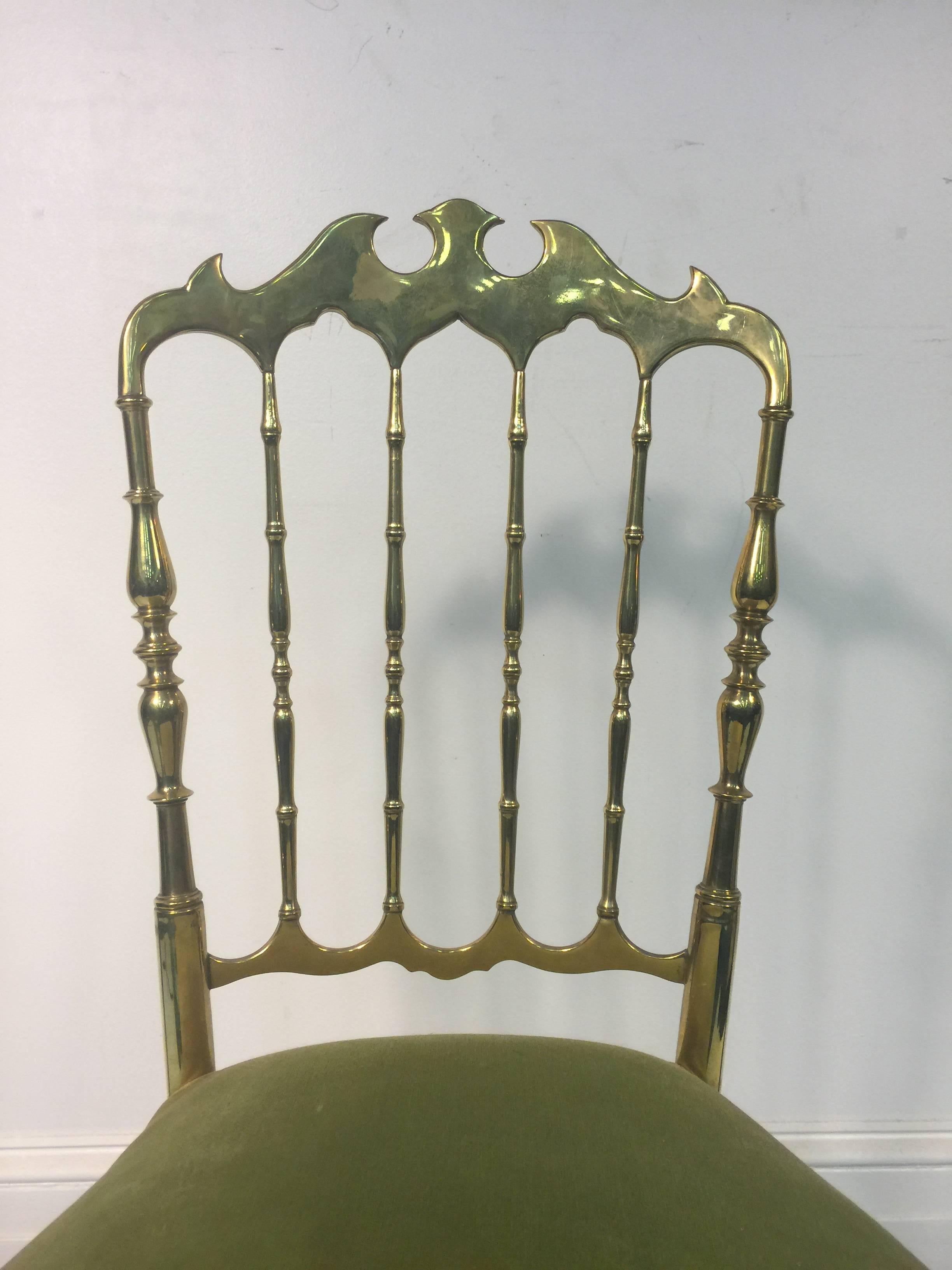 Beautiful Polished Brass Chiavari Style pair of side chairs In Good Condition In Mount Penn, PA