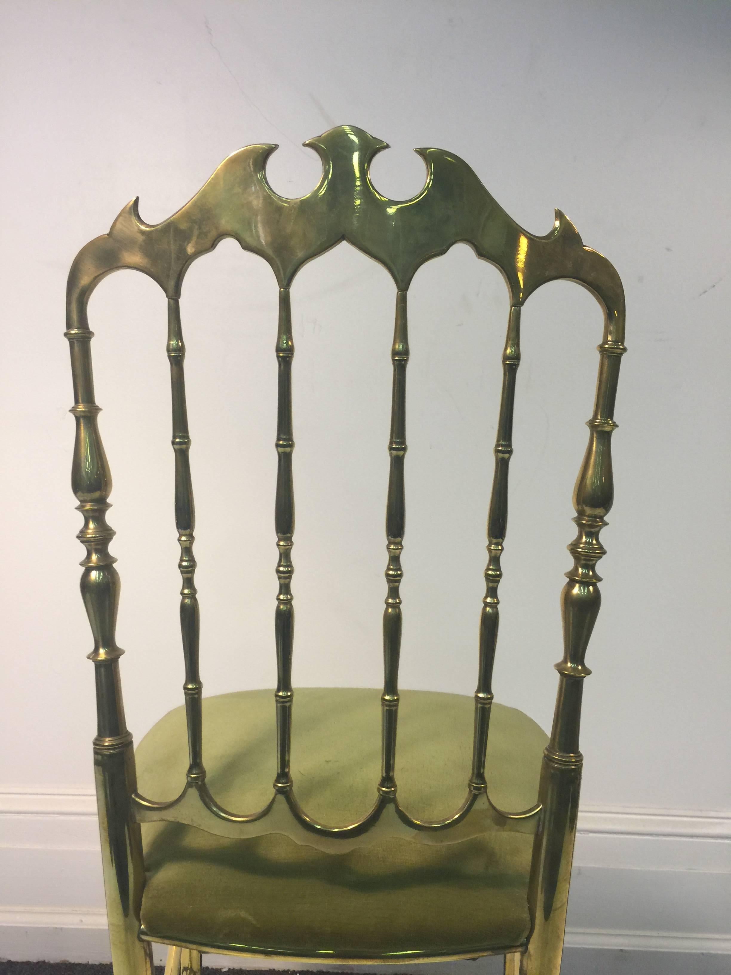 Beautiful Polished Brass Chiavari Style pair of side chairs 2