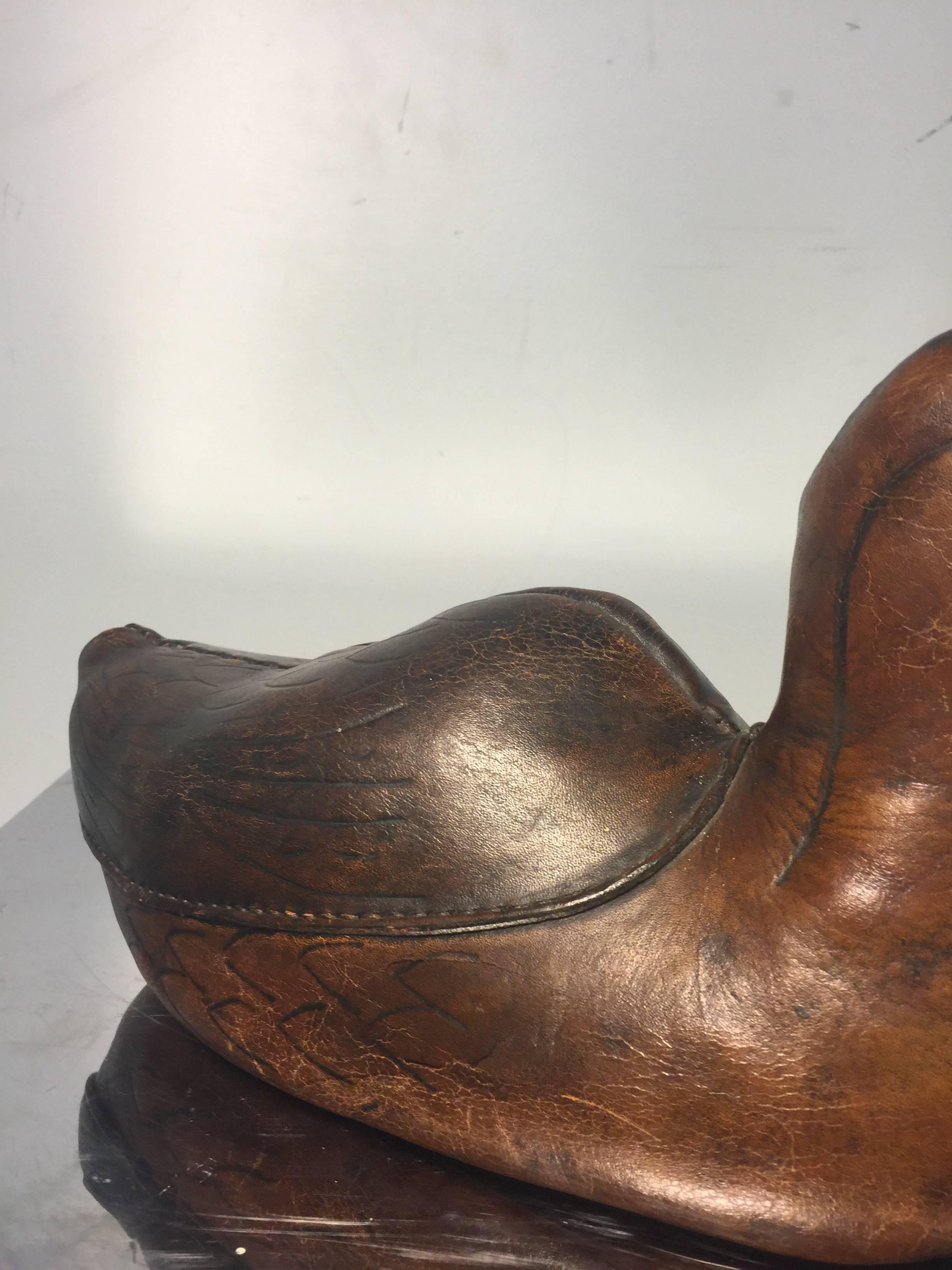 Amazing Leather Duck by Abercrombie and Fitch, circa 1950 In Good Condition For Sale In Mount Penn, PA