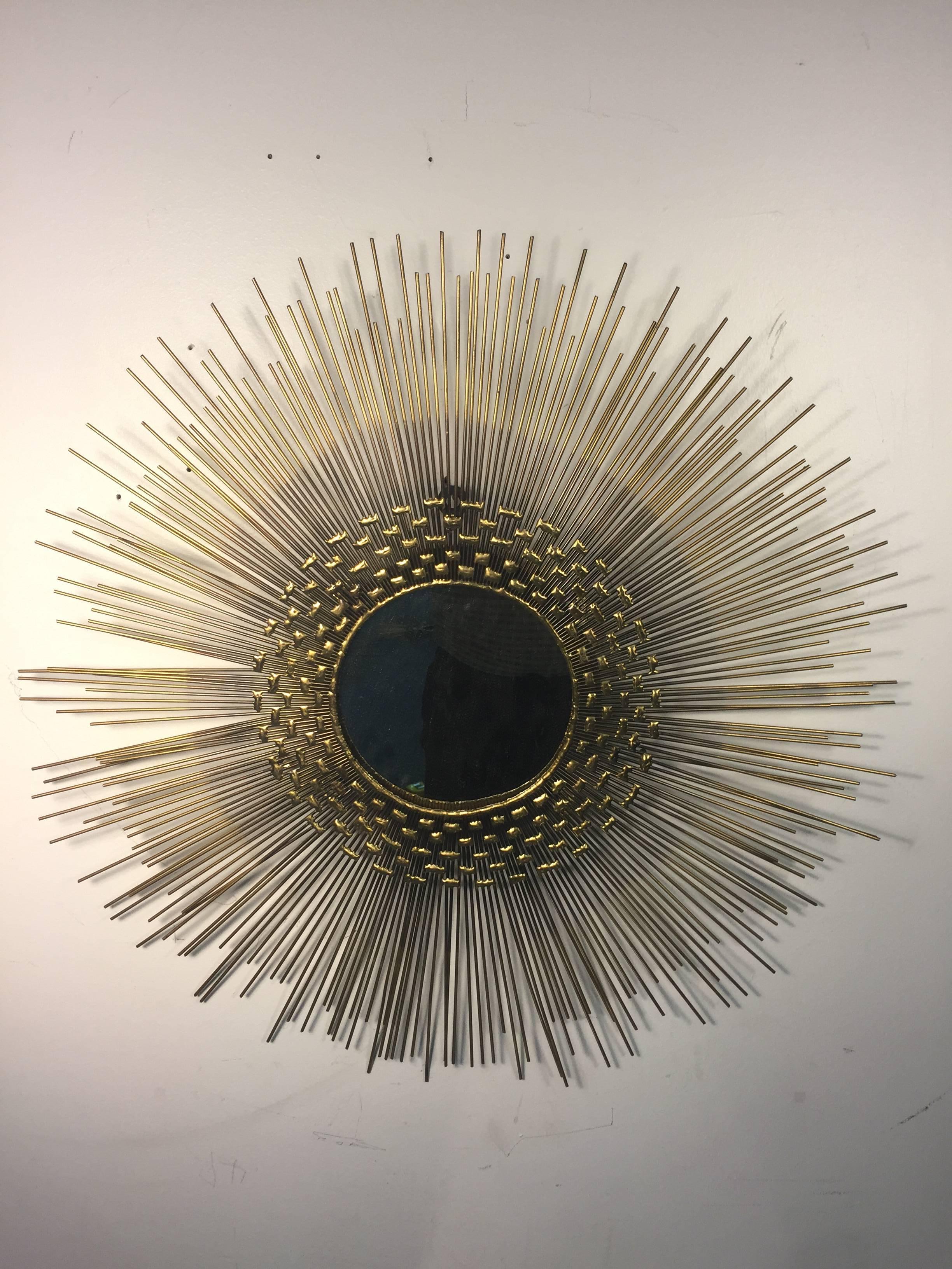 American Stunning and Dramatic Sunburst Wall-Mirror by Curtis Jere For Sale