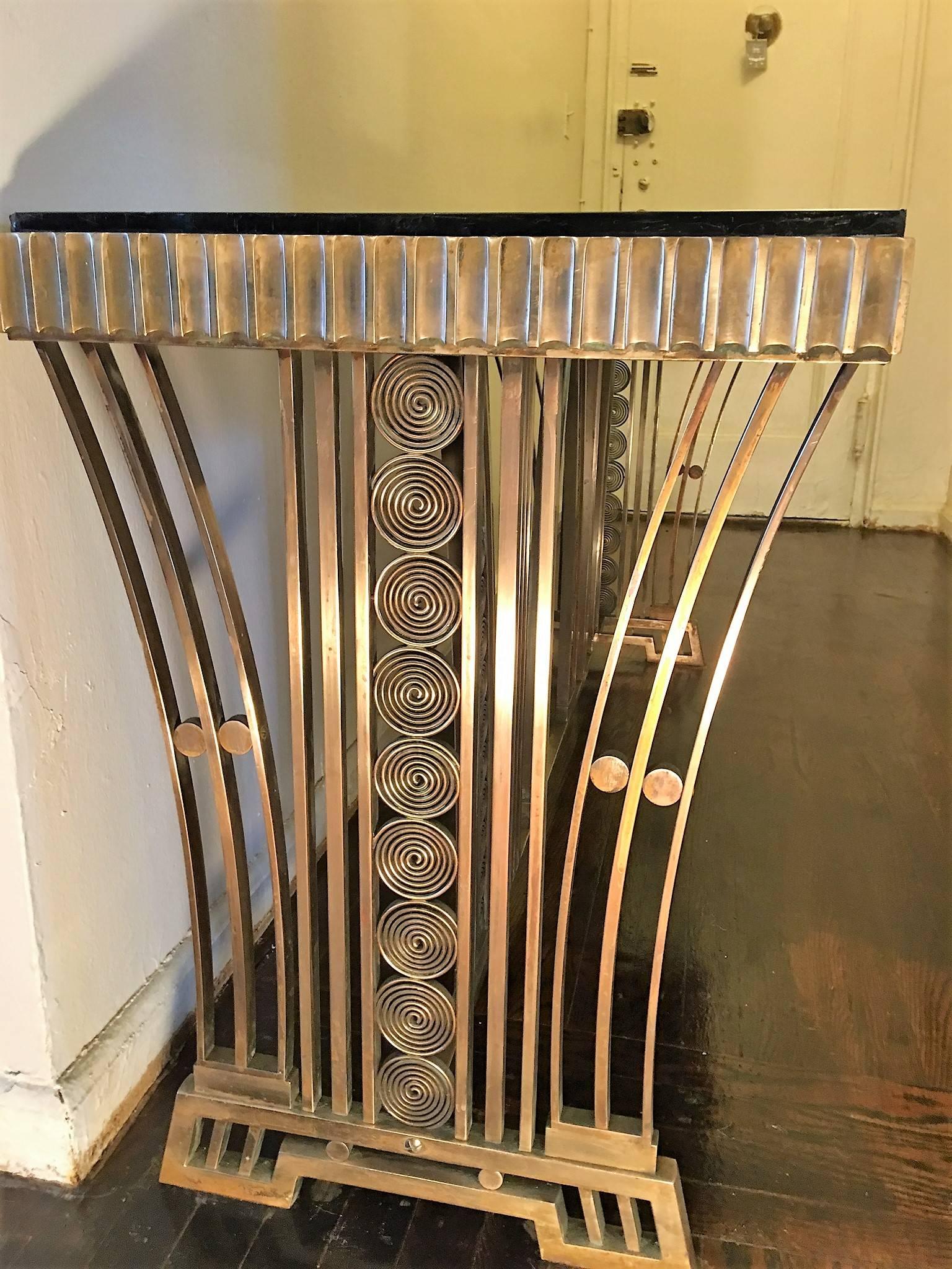 Mid-20th Century Incredible Modernist Bronze Art Deco Console Table by Edgar Brandt For Sale