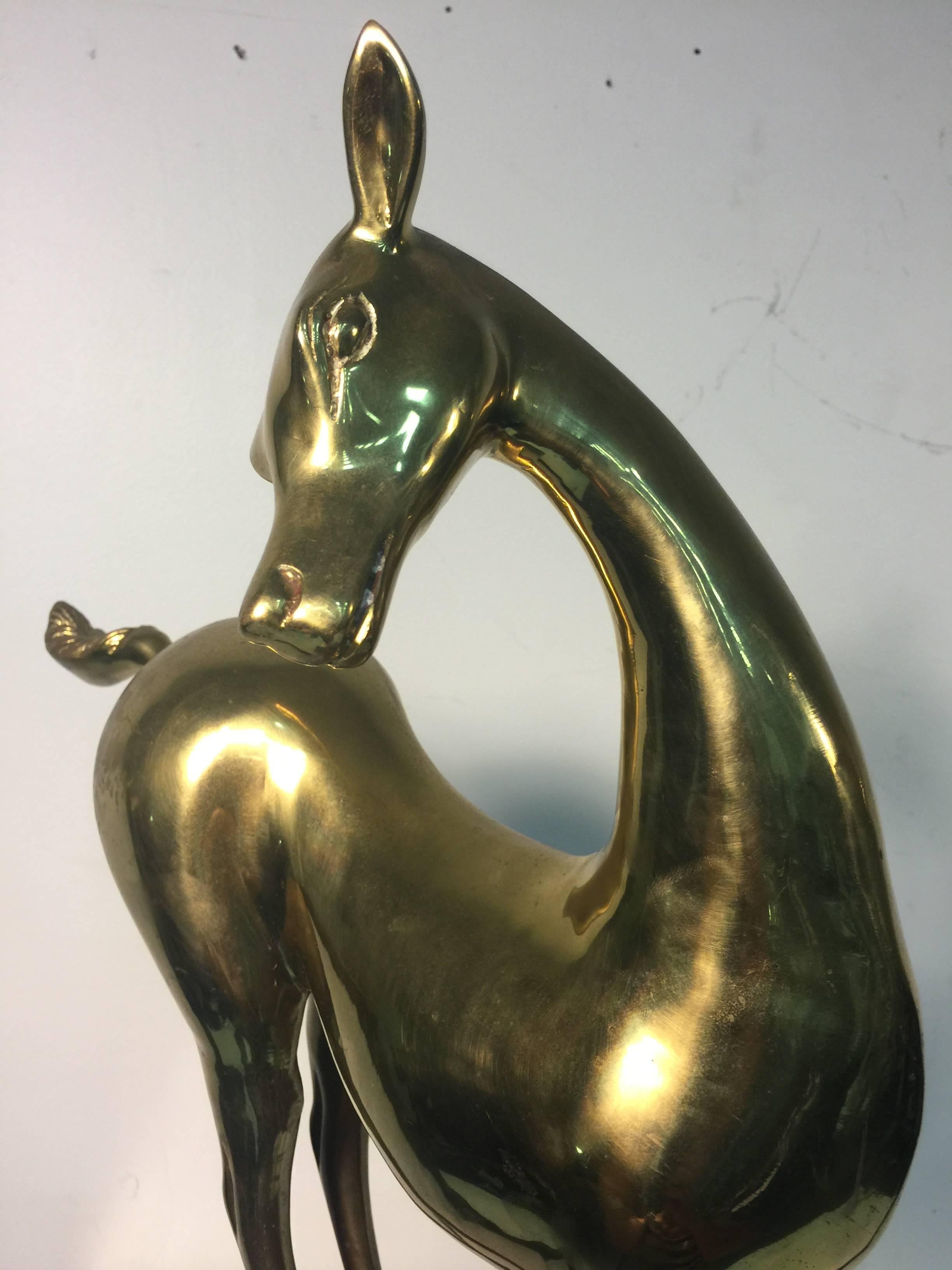 Elegant and Rare Brass Curtis Jere Signed Deer Sculpture In Good Condition For Sale In Mount Penn, PA