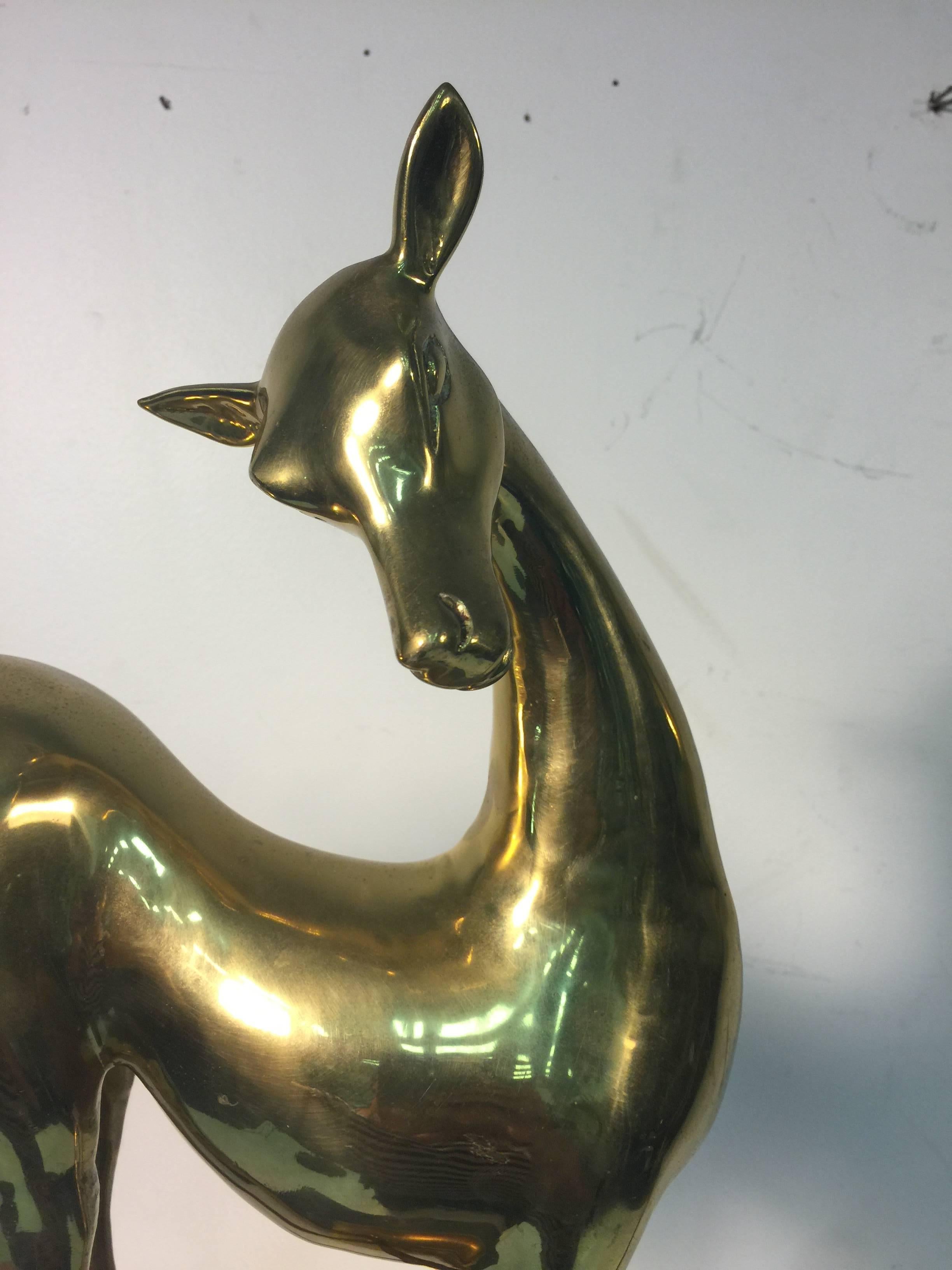 20th Century Elegant and Rare Brass Curtis Jere Signed Deer Sculpture For Sale
