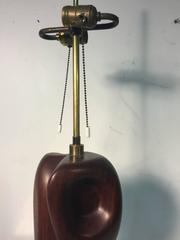 Beautiful Carved Exotic Wood Table Lamp, Illegibly Signed