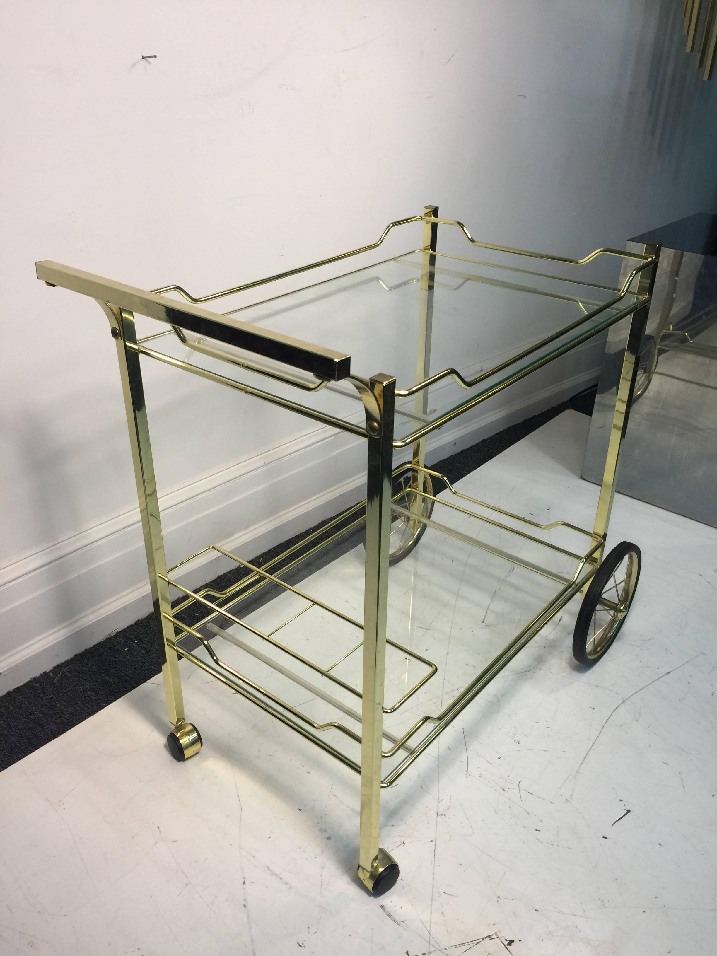 American Beautiful Brass Bar or Tea Cart for the Design Institute of America For Sale