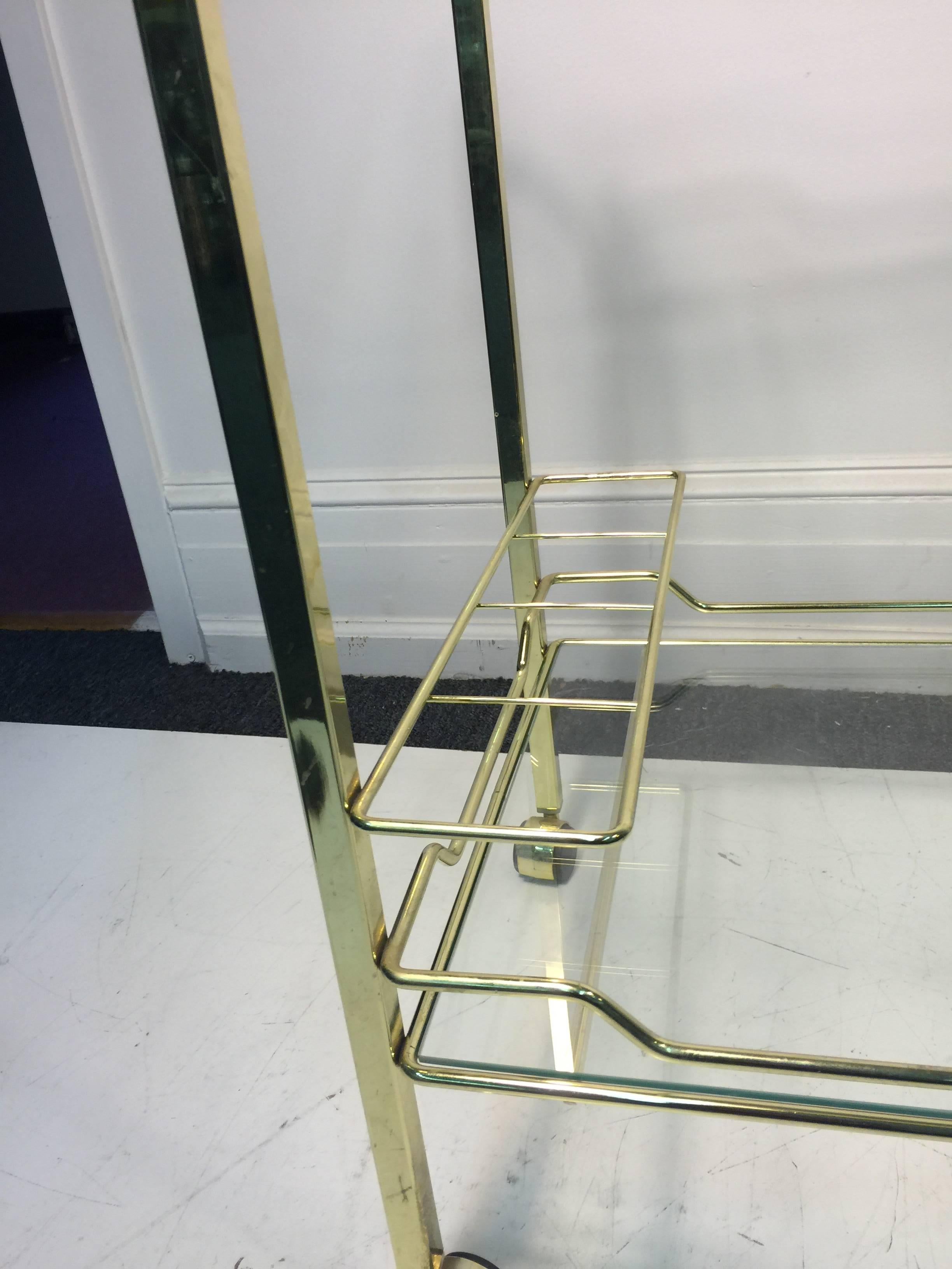 Beautiful Brass Bar or Tea Cart for the Design Institute of America In Good Condition For Sale In Mount Penn, PA