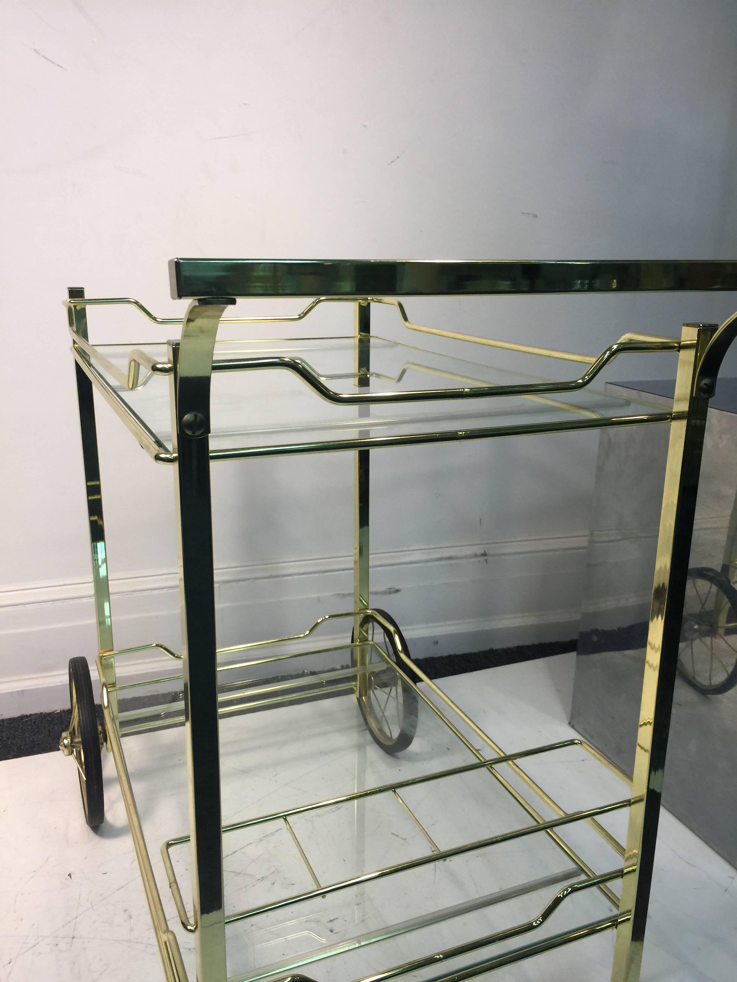 Beautiful Brass Bar or Tea Cart for the Design Institute of America For Sale 2