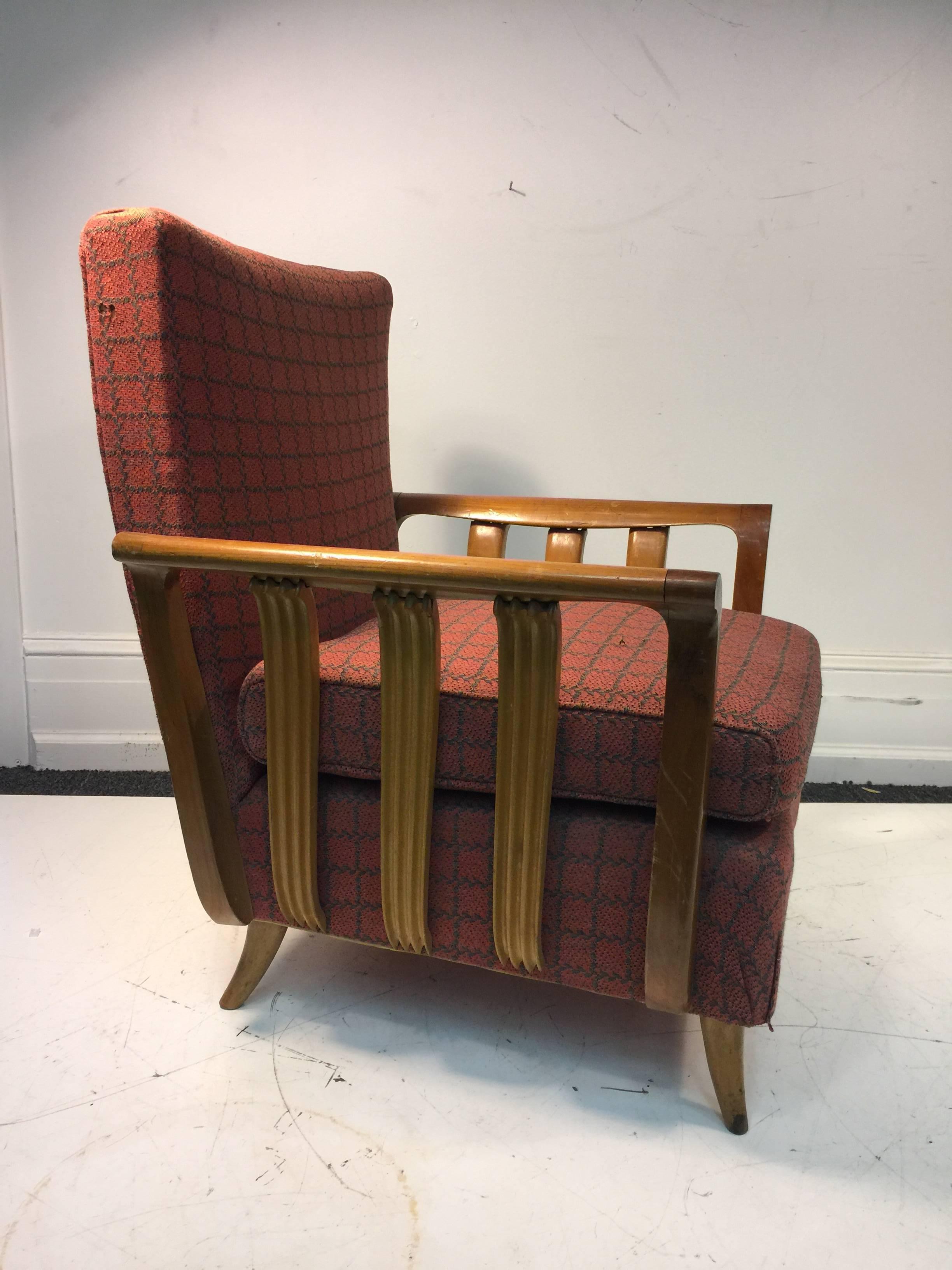 Mid-Century Modern Phenomenal Pair of Italian Art Deco Chairs in the Manner of Paolo Buffa For Sale