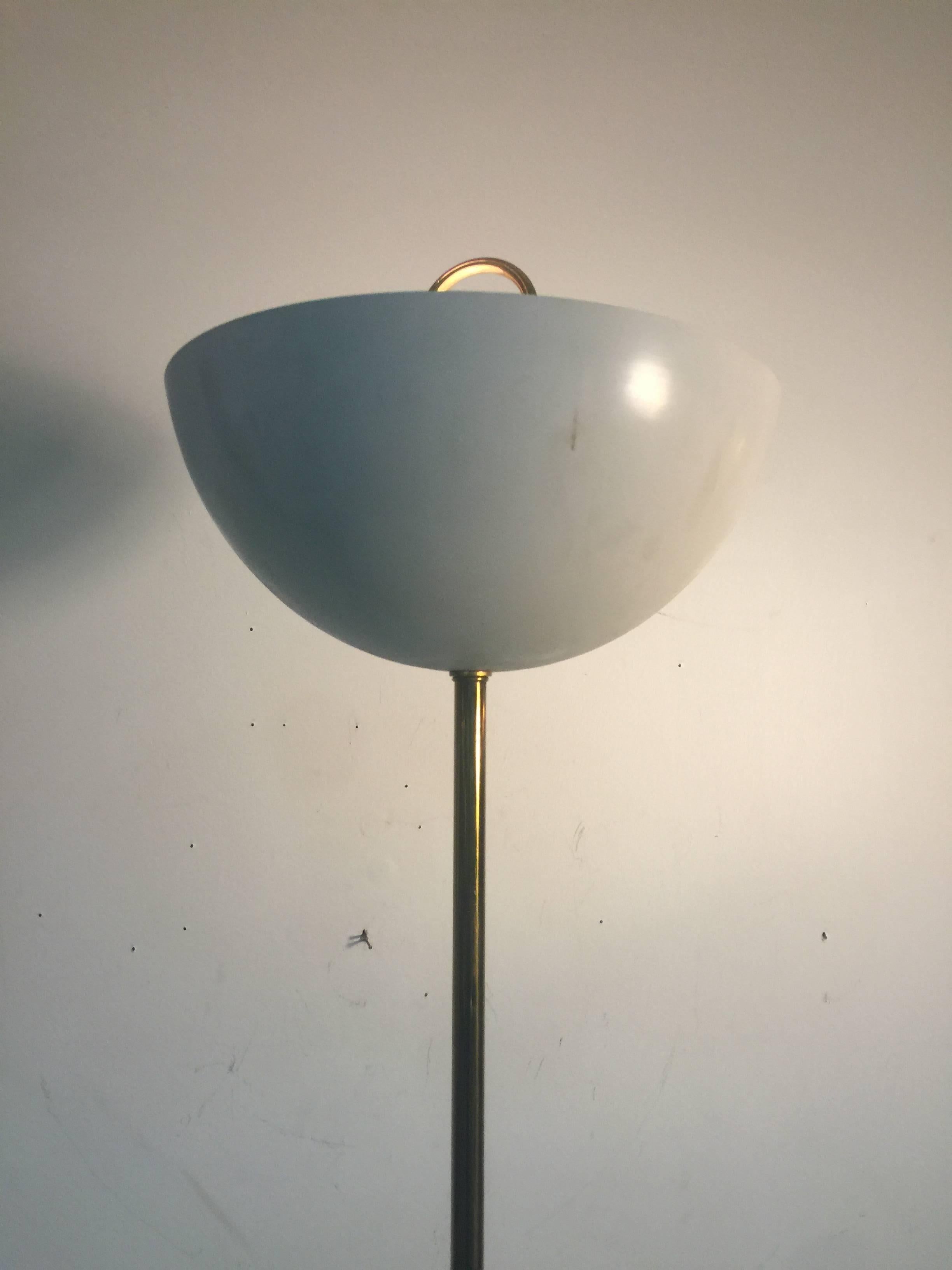 Unusual Italian Floor Lamp with Enamel Shade in the Manner of Angelo Lelli For Sale 3