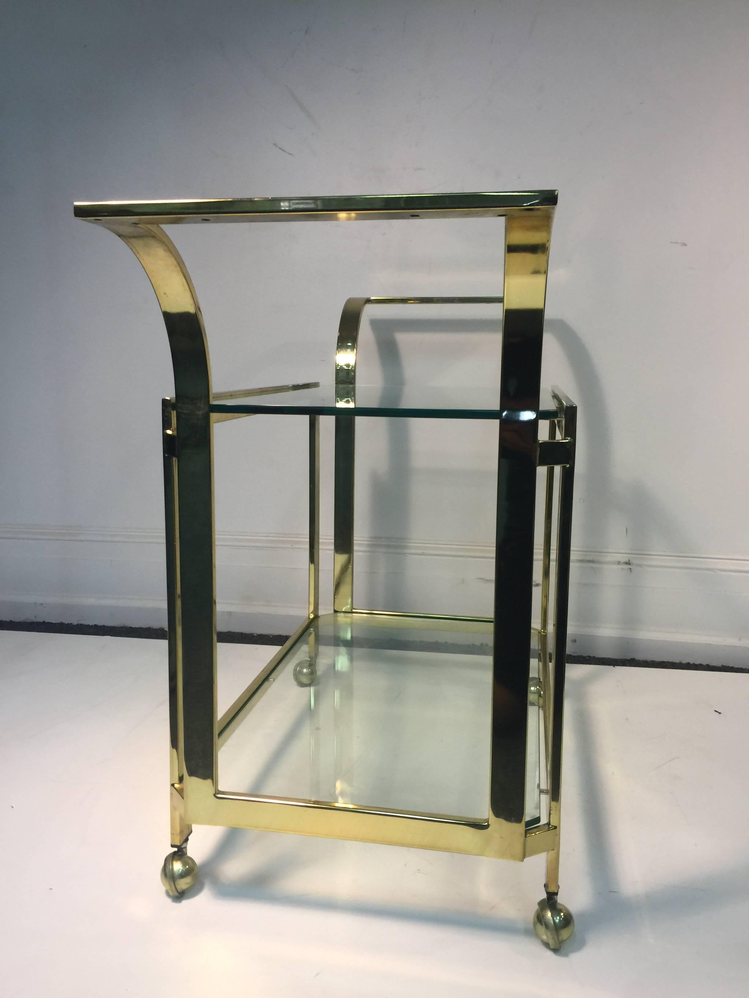 American Beautifully Designed Brass Bar or Tea Cart by Milo Baughman For Sale