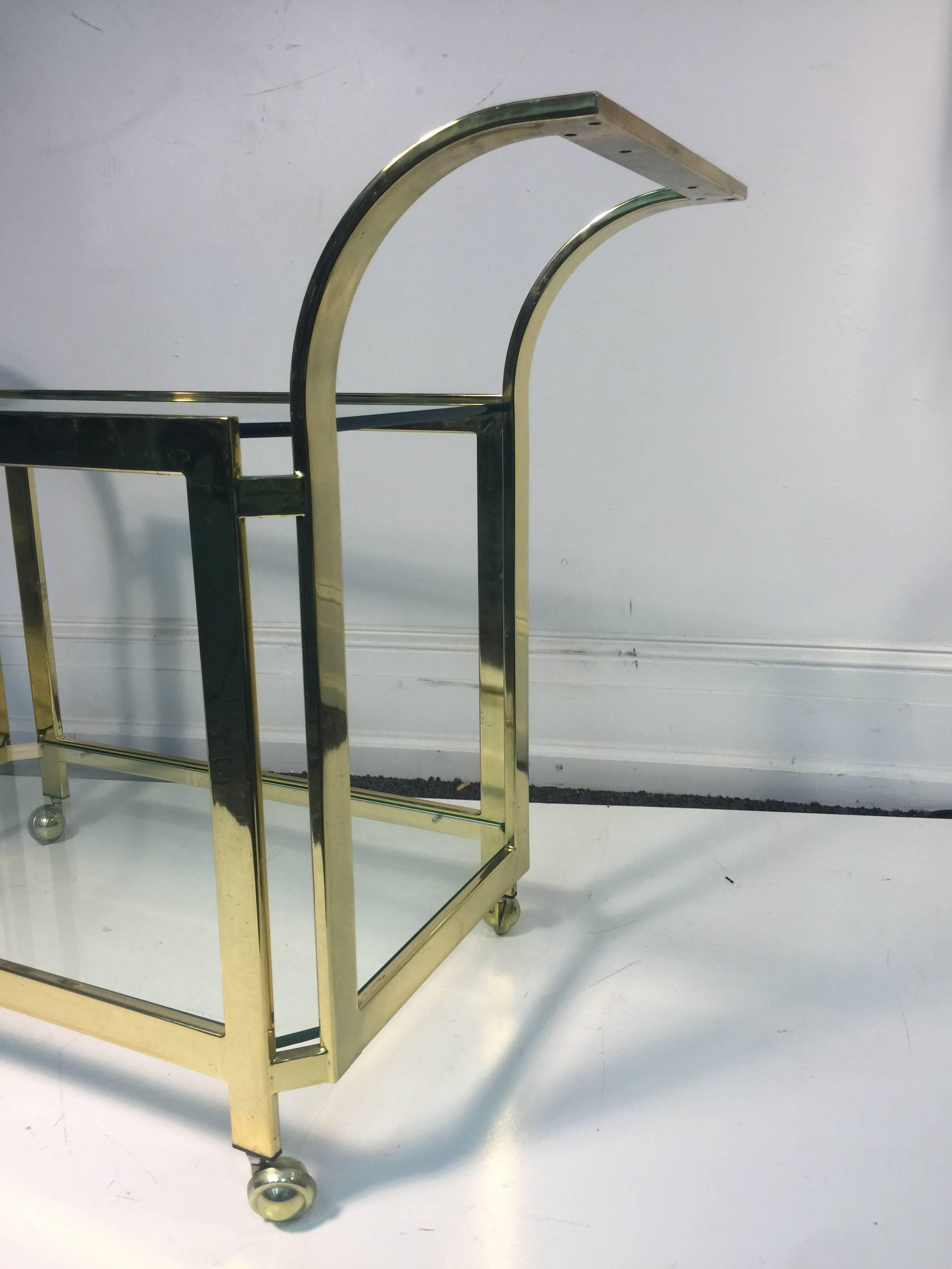 20th Century Beautifully Designed Brass Bar or Tea Cart by Milo Baughman For Sale