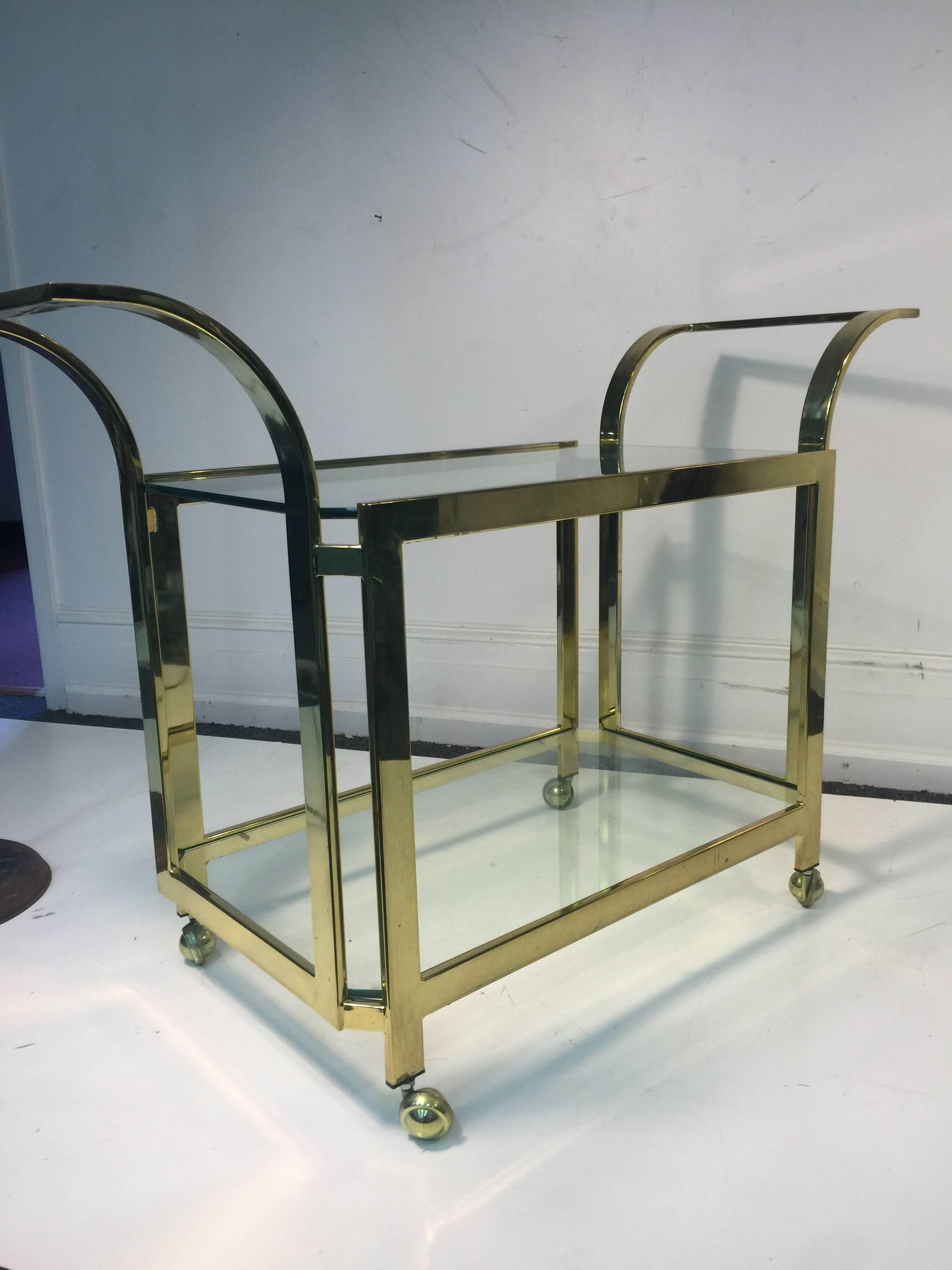 Modern Beautifully Designed Brass Bar or Tea Cart by Milo Baughman For Sale