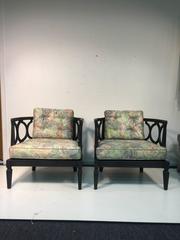 Pair of James Mont Style Asian Inspired Hollywood Regency Chairs