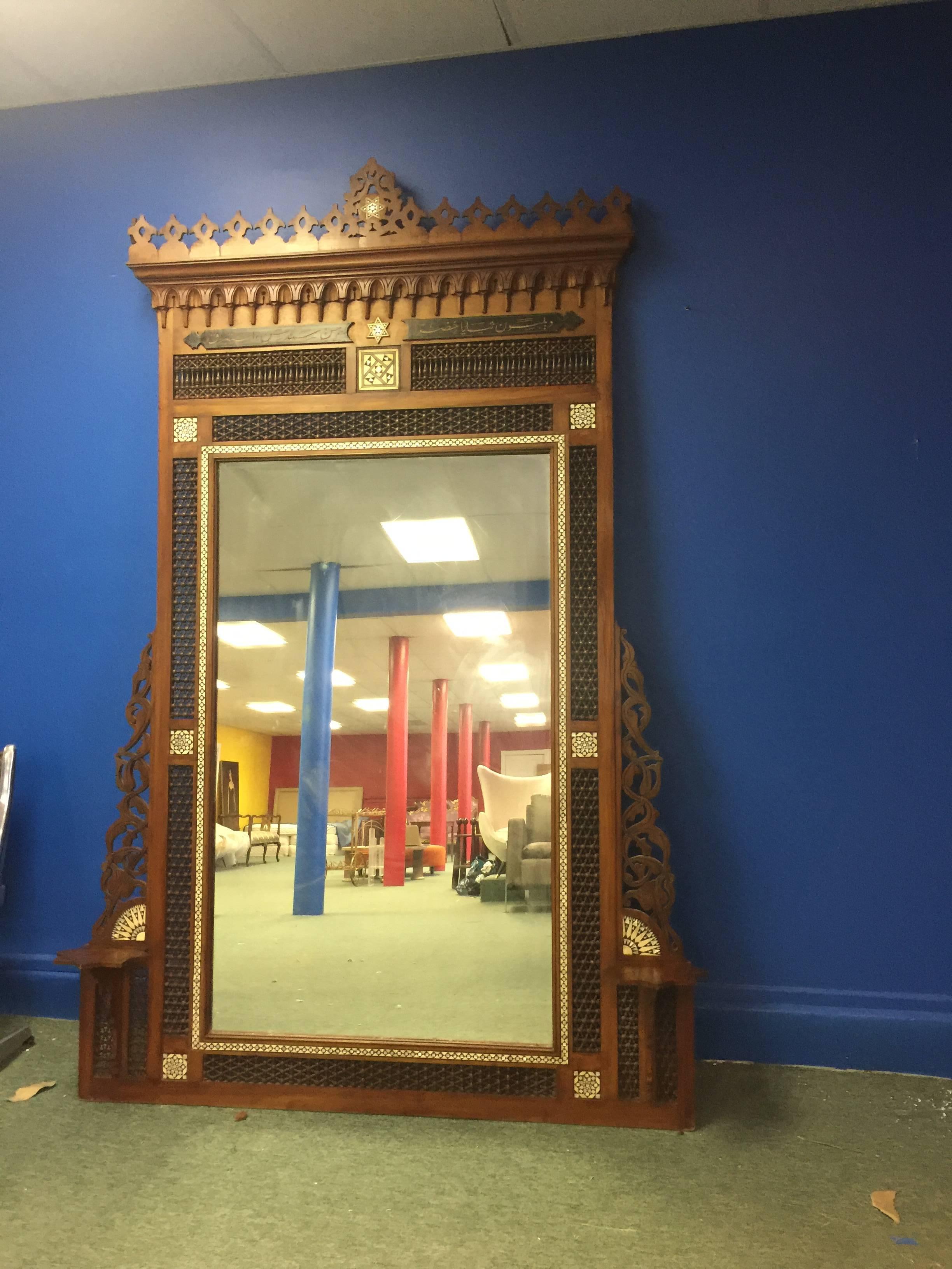 African Monumental Moorish Mirror in the Manner of Carlo Bugatti For Sale