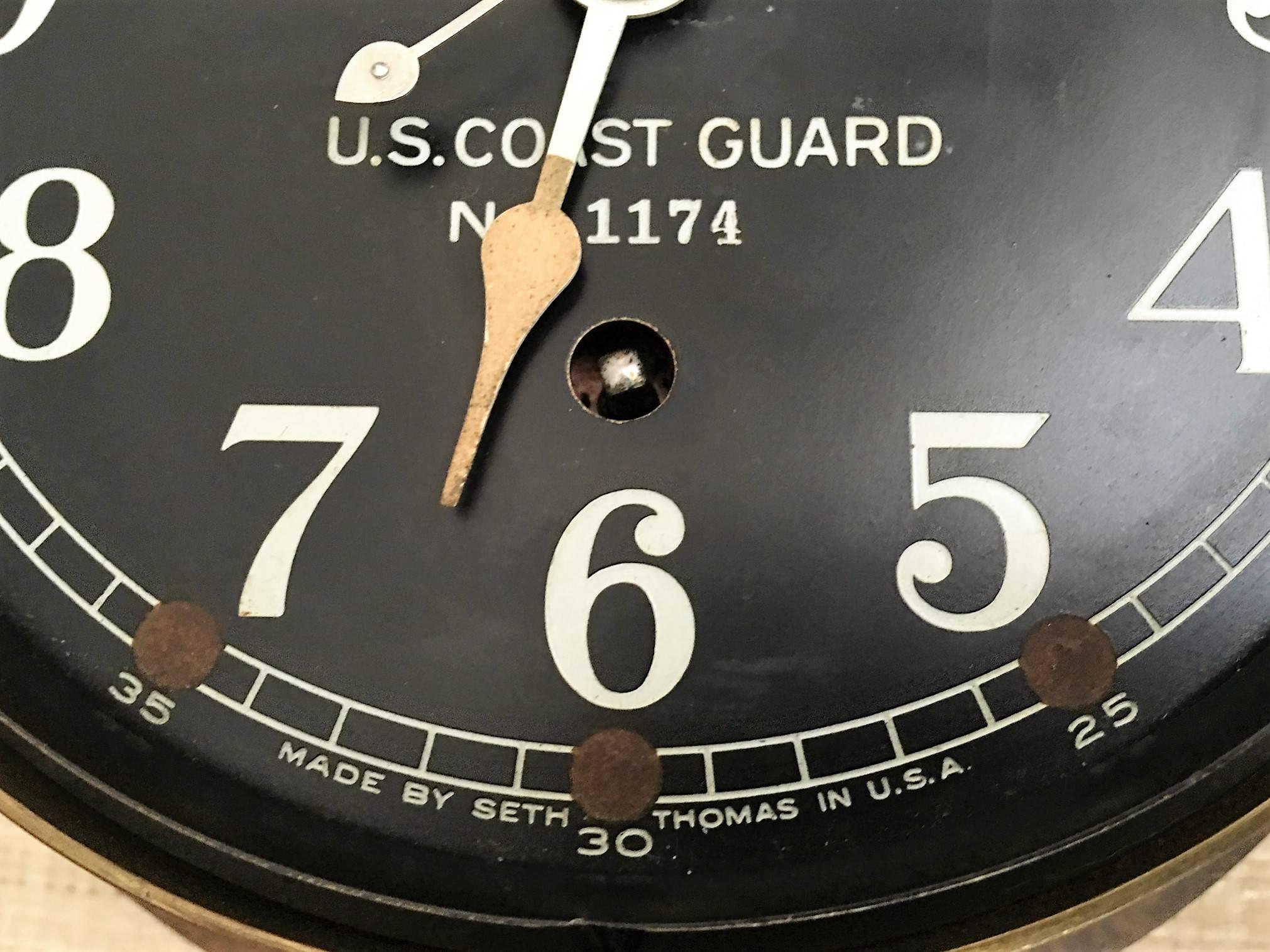 Great Art Deco Bronze Chelsea Ship Clock for U.S Coast Guard In Excellent Condition For Sale In Mount Penn, PA
