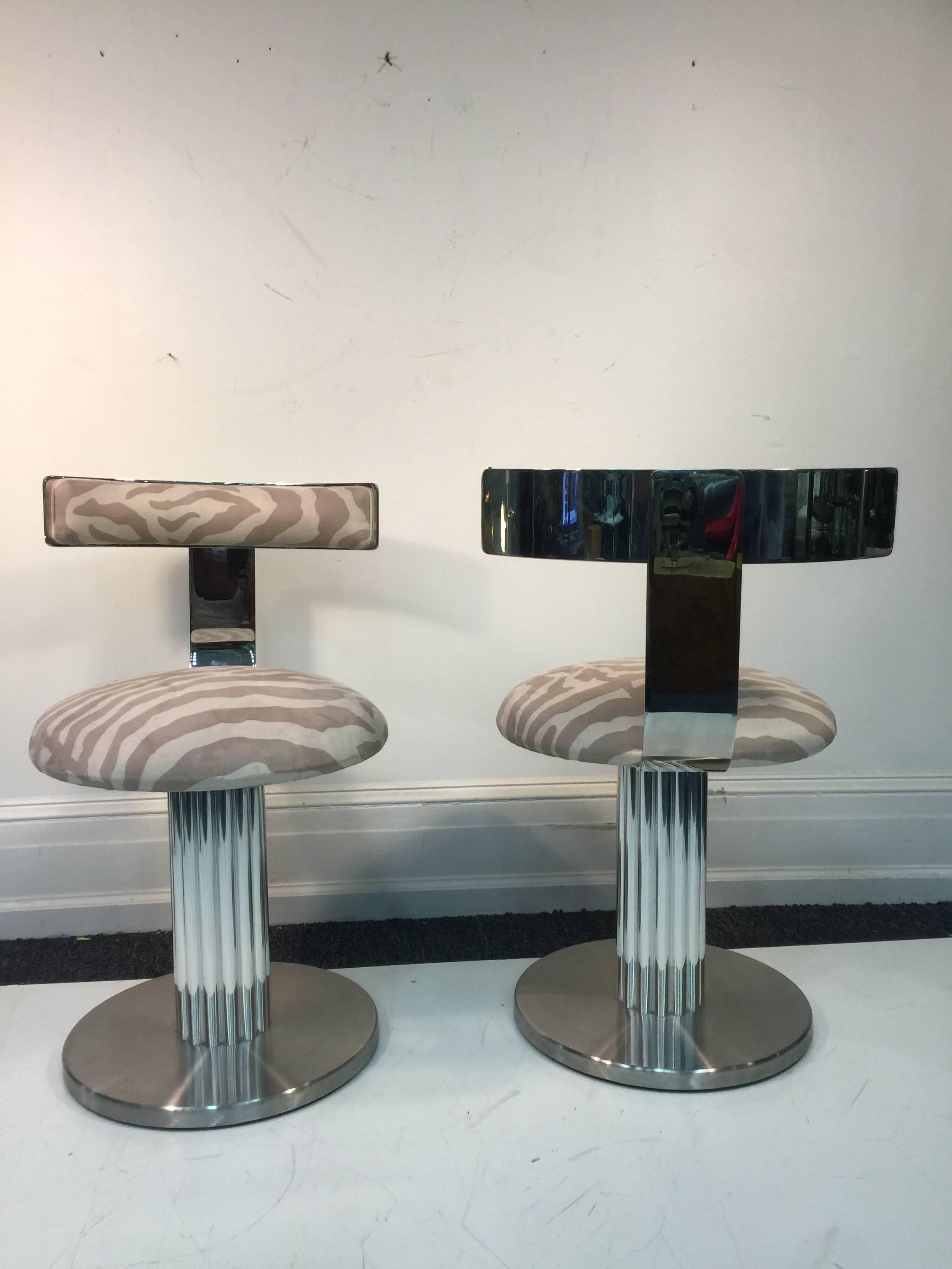 20th Century Rare and Exceptional Set of Four Chrome Bar Stools or Side Chairs by DIA For Sale