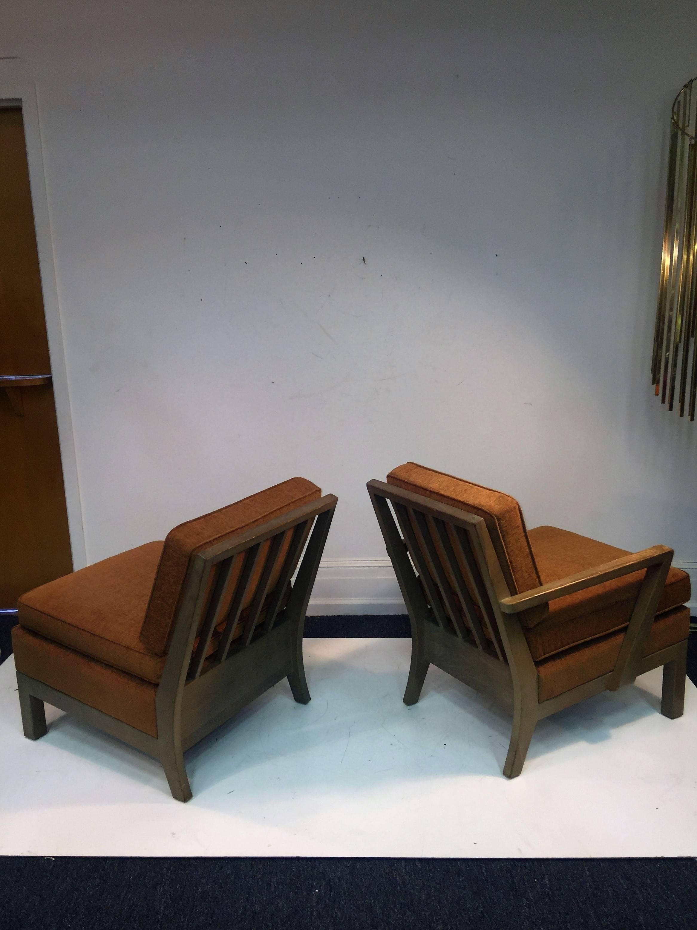 Phenomenal Modernist Pair of His/Hers Cerused Oak Armchairs In Excellent Condition For Sale In Mount Penn, PA