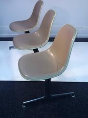 Great Herman Miller Triple Bucket Seat Tan Leather Lounge