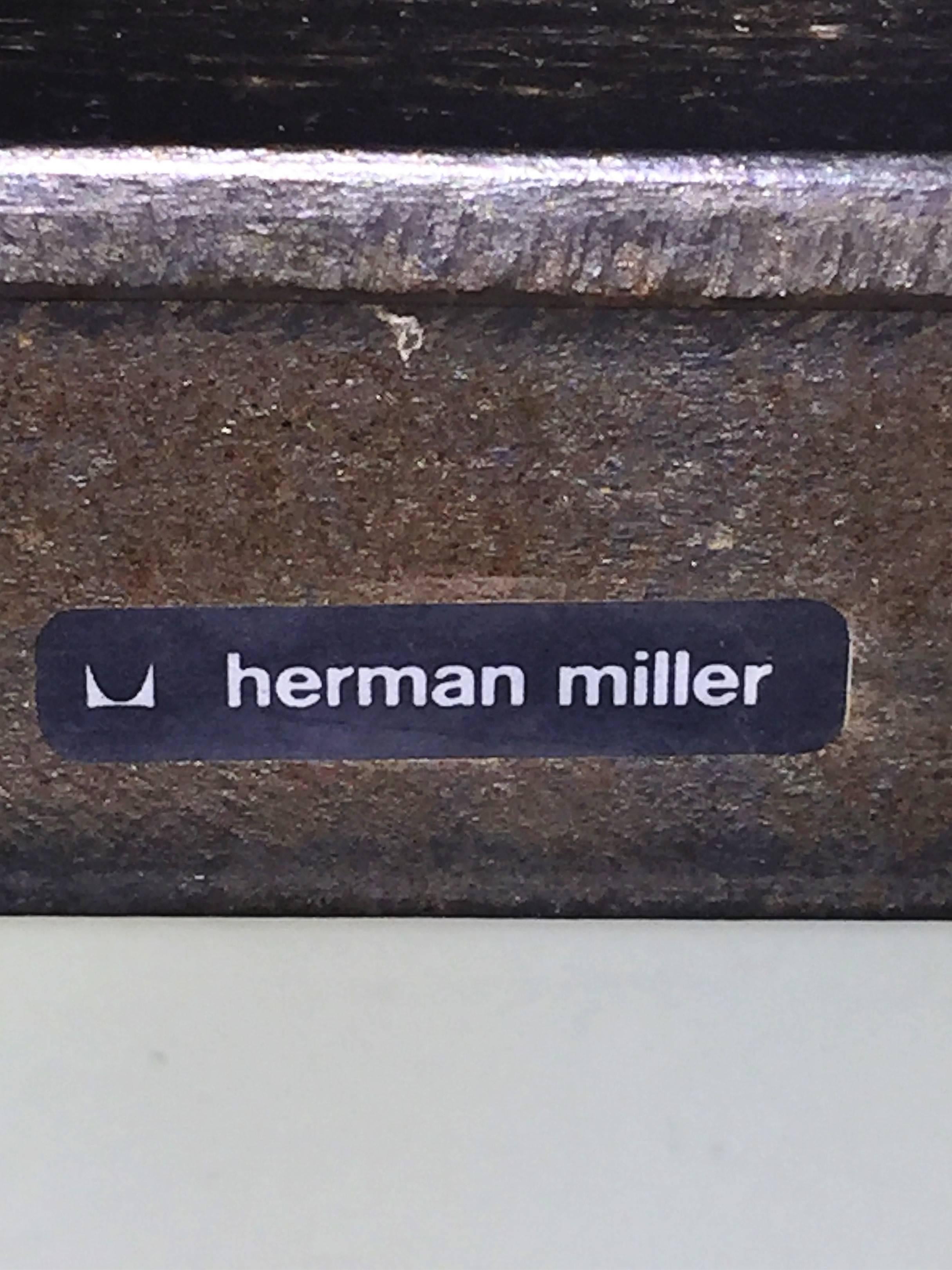 American Great Herman Miller Triple Bucket Seat Tan Leather Lounge For Sale