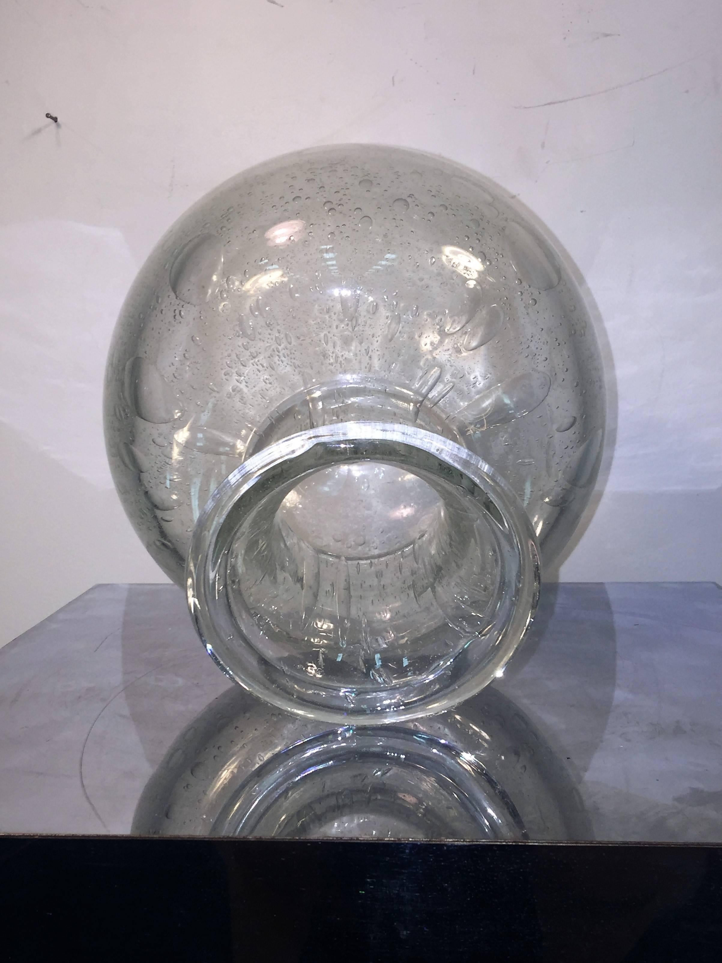 Fantastic Rare Sculptural Barbini Clear Molten Murano Glass Orb Lamp For Sale 4