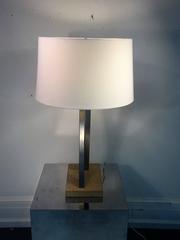 Great Pair of Modern Brushed Nickel X Lamps in Style of Jean Michel Frank