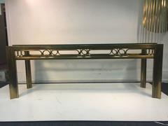 Terrific Brass and Mixed-Metal Console Table with Unusual Design by Mastercraft