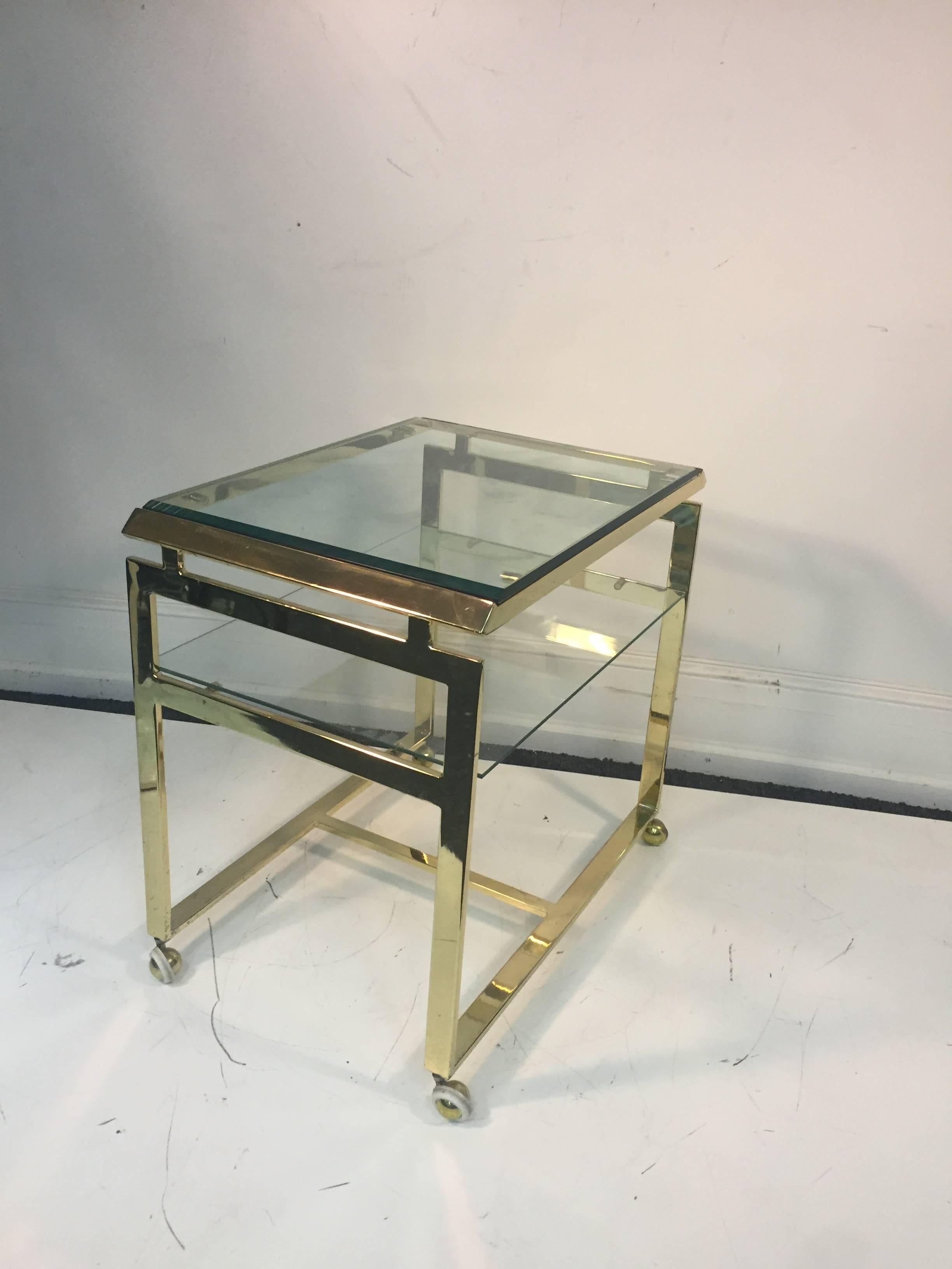Striking Pair of Brass Tea or Serving Carts by Milo Baughman For Sale 2