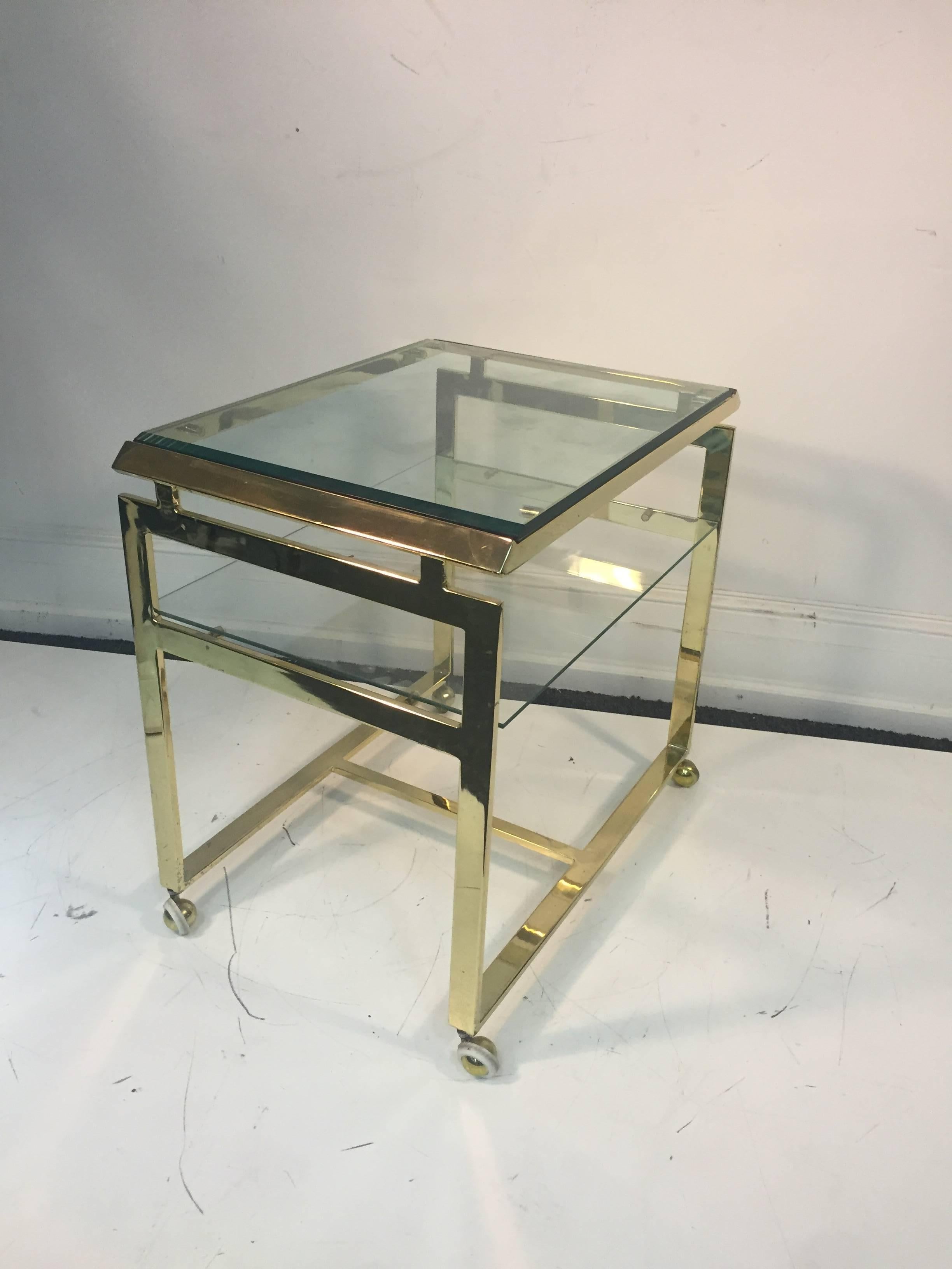 Striking Pair of Brass Tea or Serving Carts by Milo Baughman For Sale 3