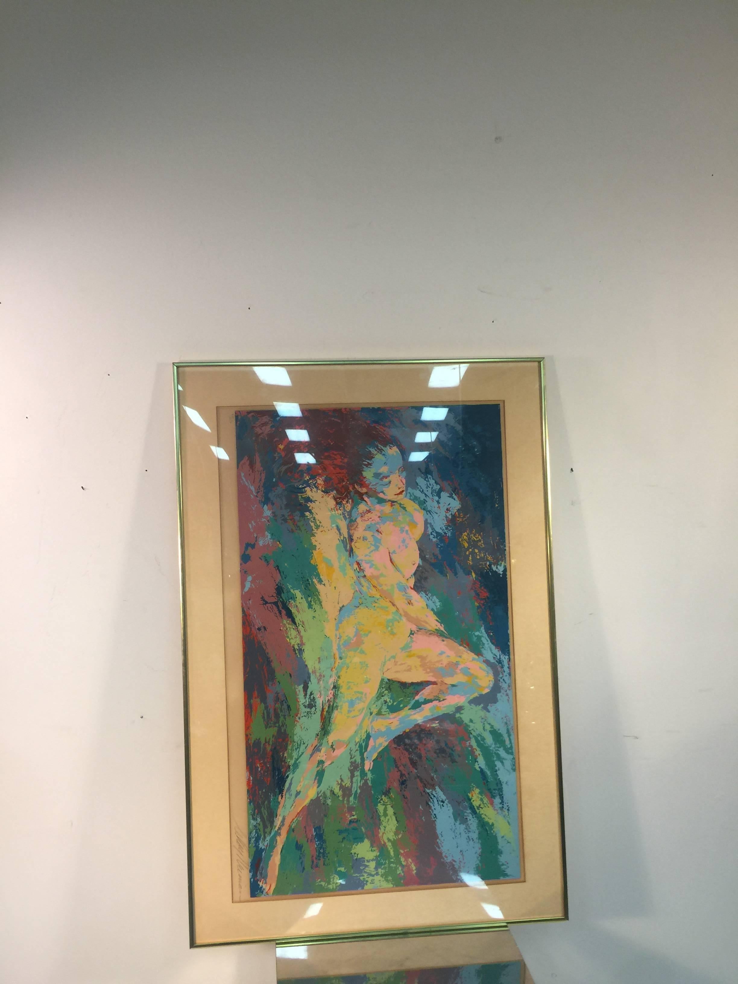 Brilliant and Colorful Serigraph of a Nude by Artist Leroy Neiman, Signed In Good Condition For Sale In Mount Penn, PA