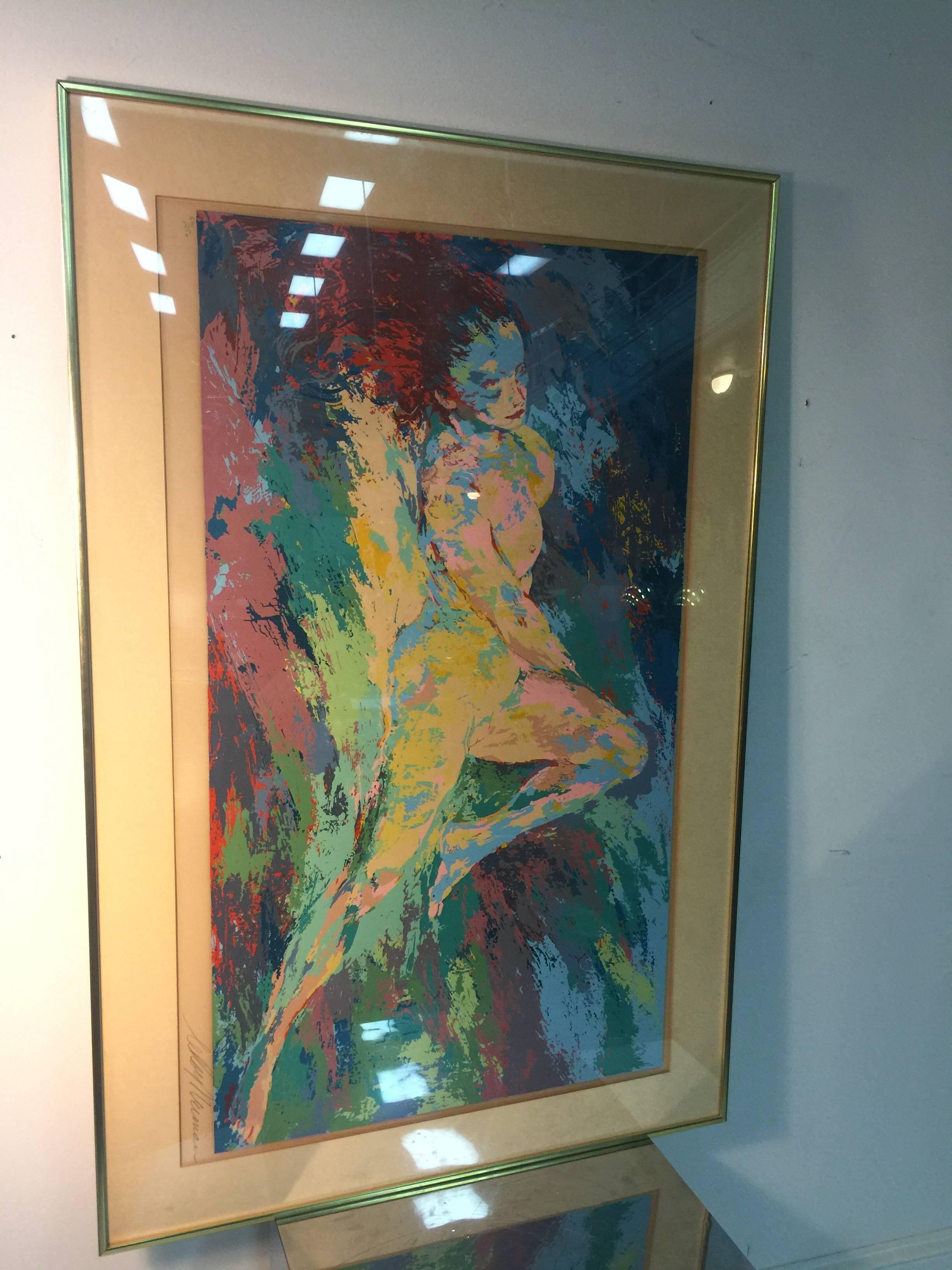 20th Century Brilliant and Colorful Serigraph of a Nude by Artist Leroy Neiman, Signed For Sale