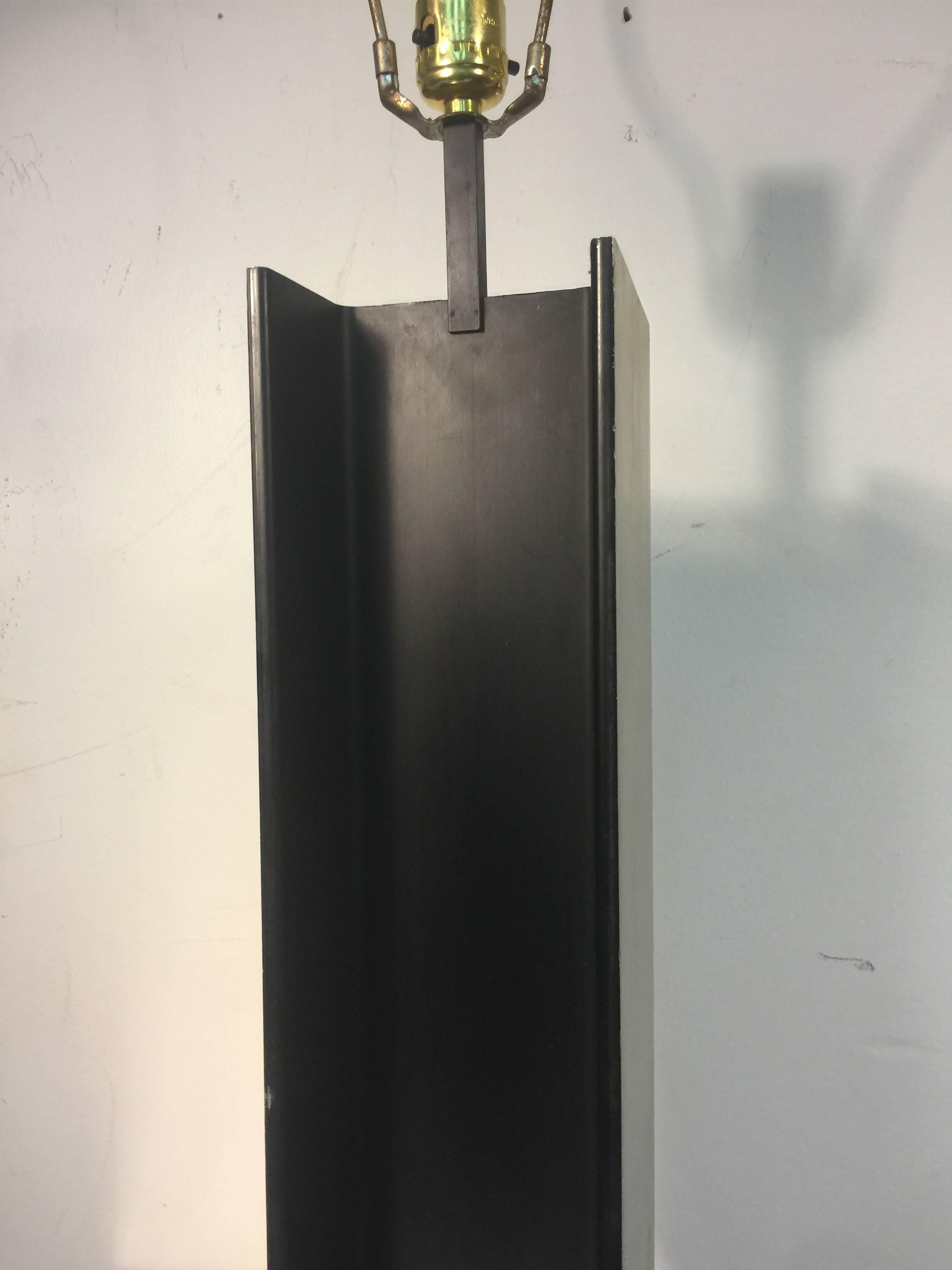 Striking I Beam Aluminum Column Table Lamp by Laurel For Sale 1