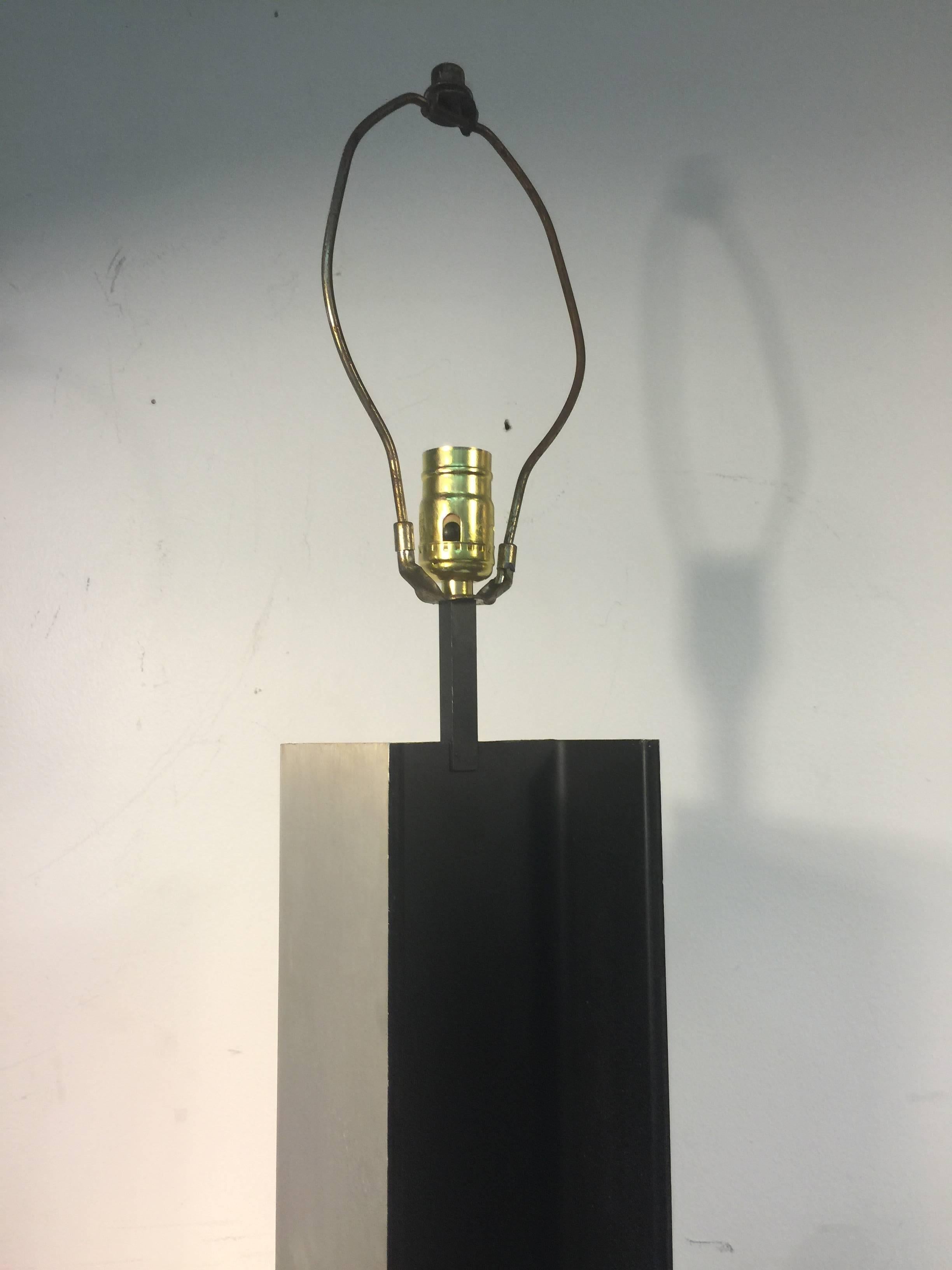 Striking I Beam Aluminum Column Table Lamp by Laurel In Good Condition For Sale In Mount Penn, PA
