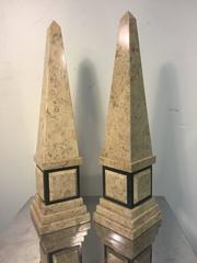 Marvelous Pair of Tessellated Marble Columns or Obelisks by Maitland-Smith