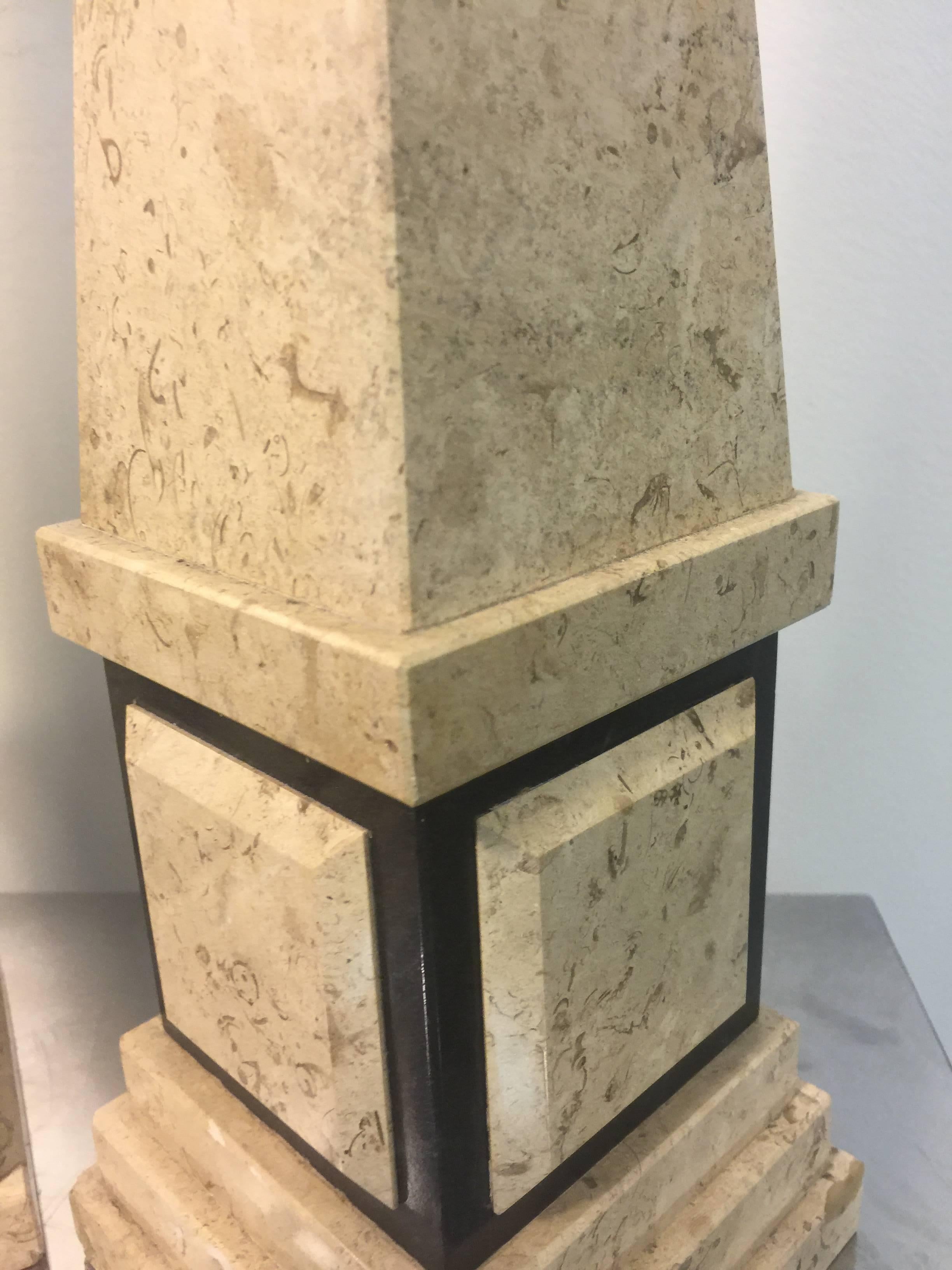 Marvelous Pair of Tessellated Marble Columns or Obelisks by Maitland-Smith In Good Condition For Sale In Mount Penn, PA