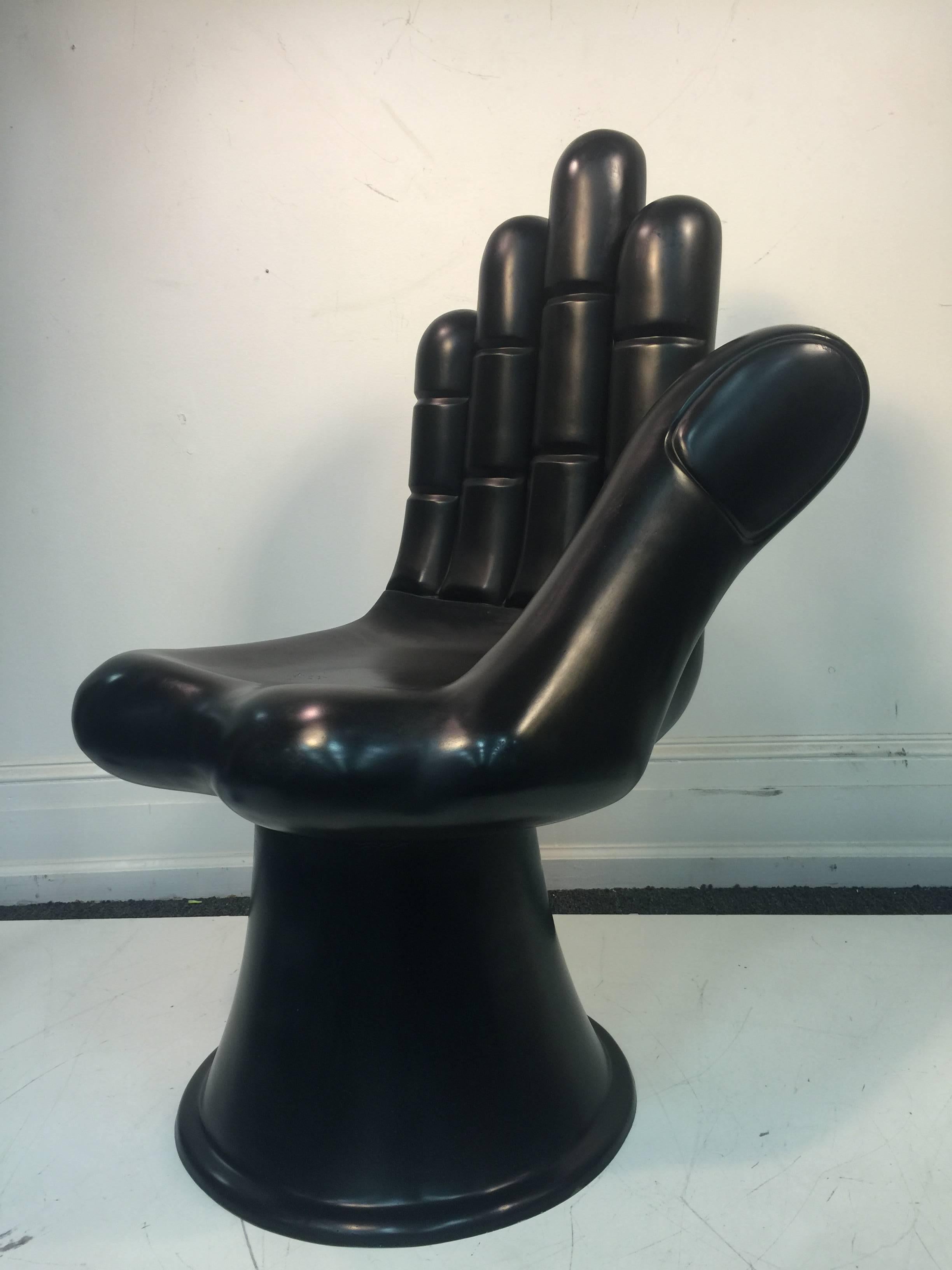 Phenomenal Pedro Friedberg Black Fiberglass Hand Chair 1