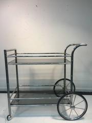 Striking Two-Tier Faux Bamboo Chrome Tea Cart