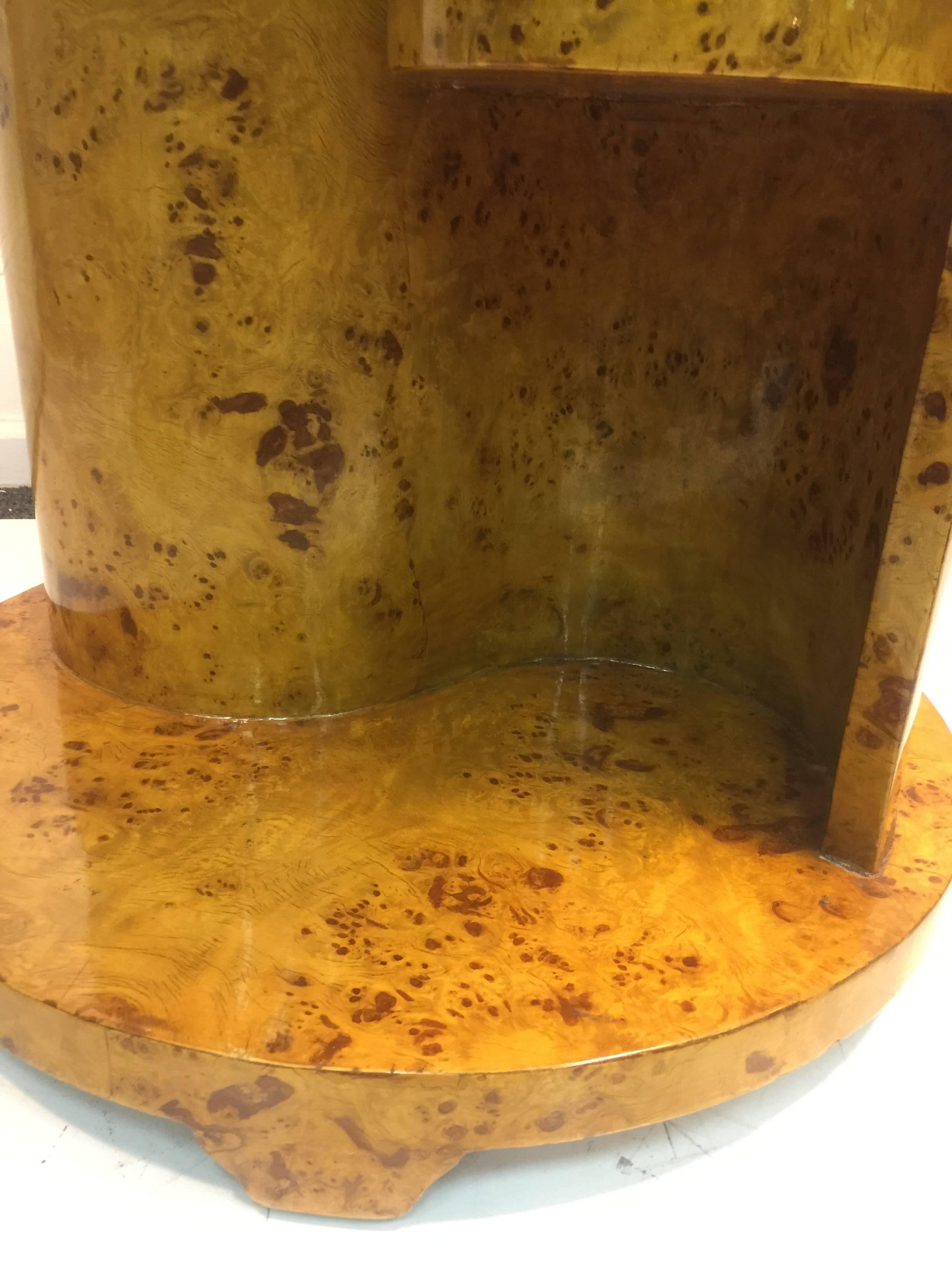 20th Century French Art Deco Inlaid Burl Wood Center Table or Pedestal with Great Detail For Sale