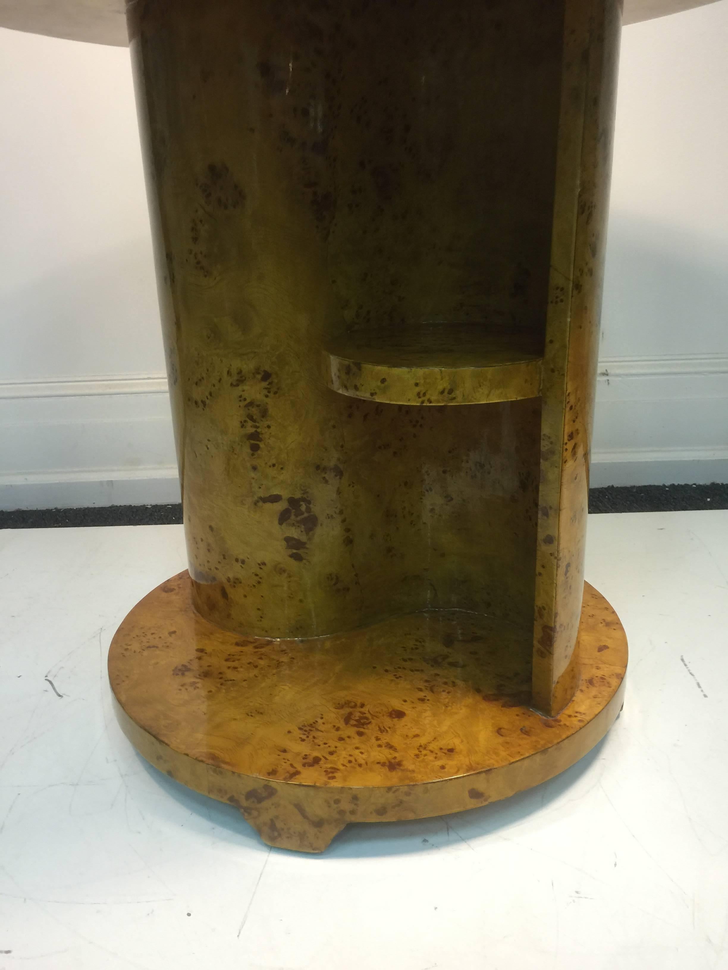 French Art Deco Inlaid Burl Wood Center Table or Pedestal with Great Detail For Sale 3