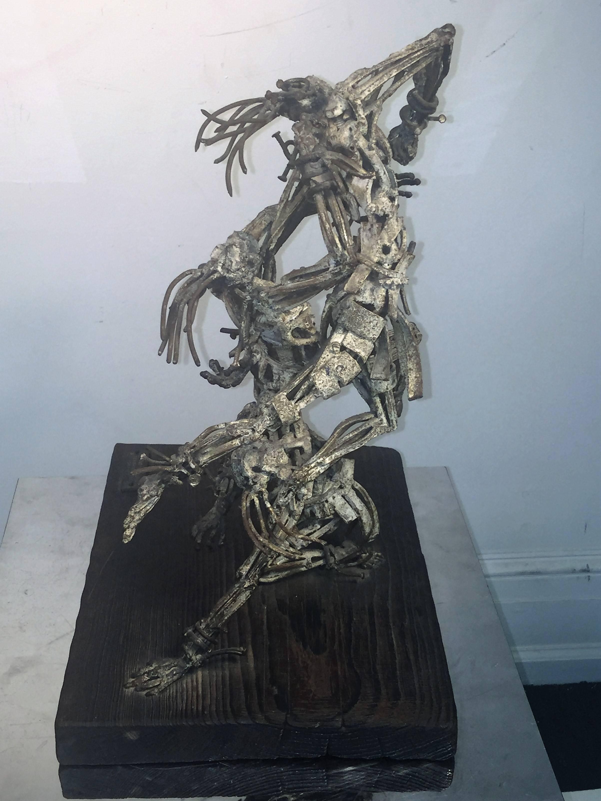 Fantastic Mexican Brutalist Three Figure Abstract Sculpture For Sale 1