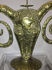 Great Signed Sculptural Brass Ram's Head in the Manner of Lalanne
