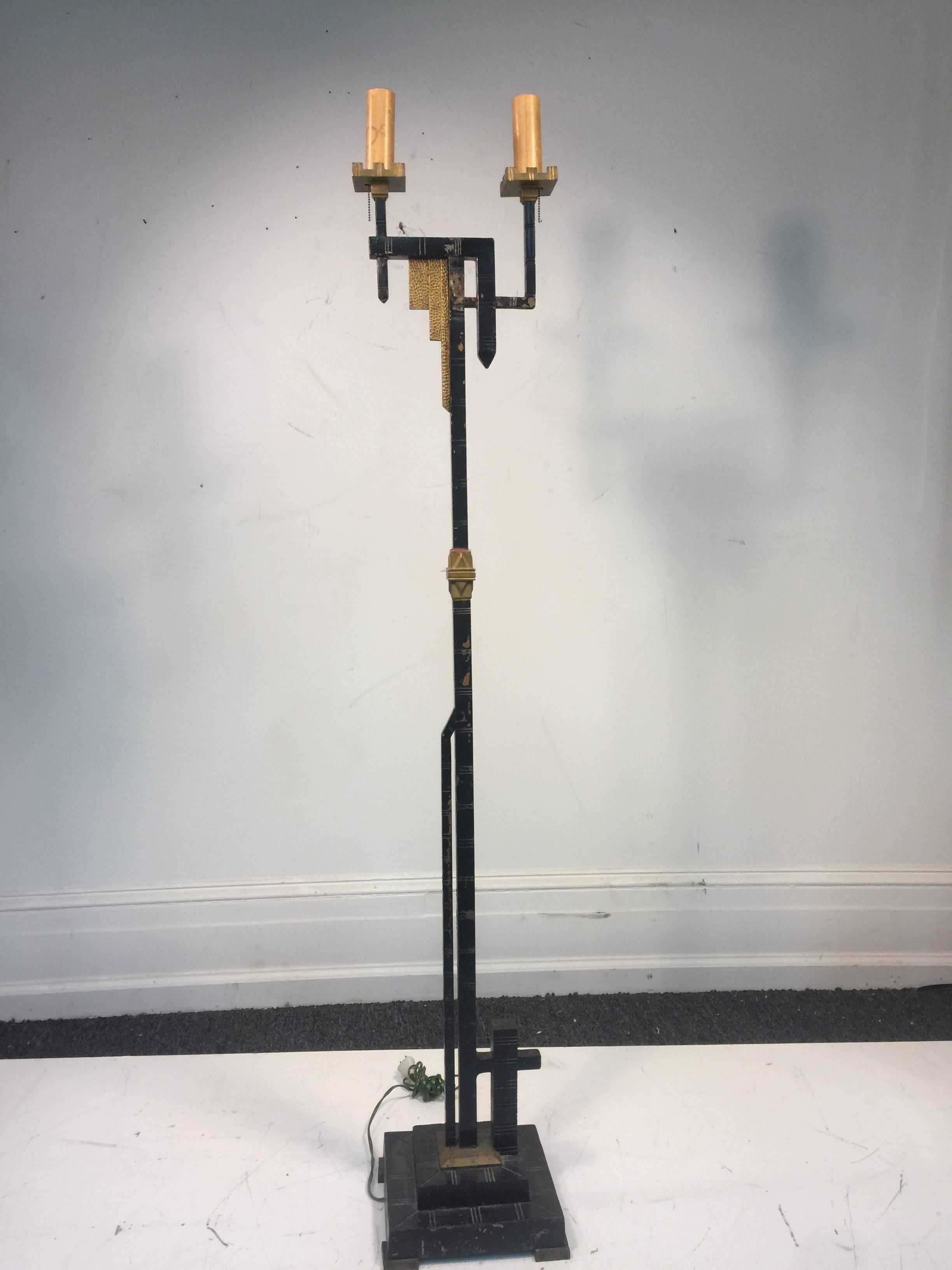 Rare Art Deco Floor Lamp Designed by Jules Bouy In Good Condition For Sale In Mount Penn, PA