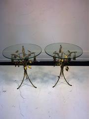 Beautiful Pair of Italian Gilt Metal Flower and Tassel Form Tables