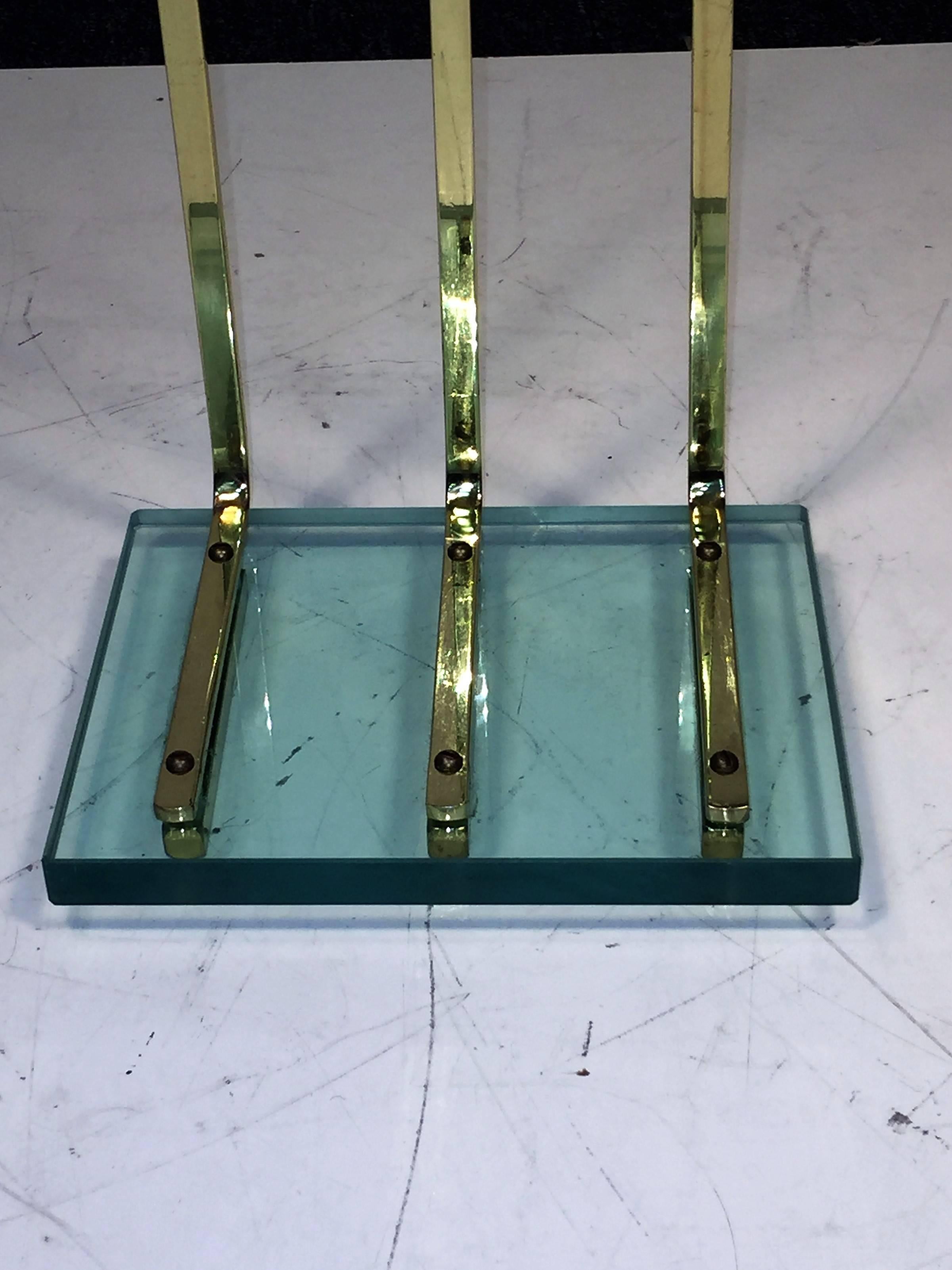 Great Fontana Arte Modernist Polished Goldtone Metal and Glass Firetools For Sale 2