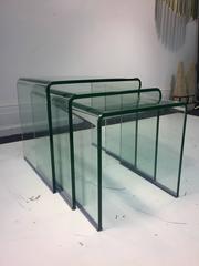 Wonderful Pair of Curved Glass Waterfall Nesting Tables by Angelo Cortesi