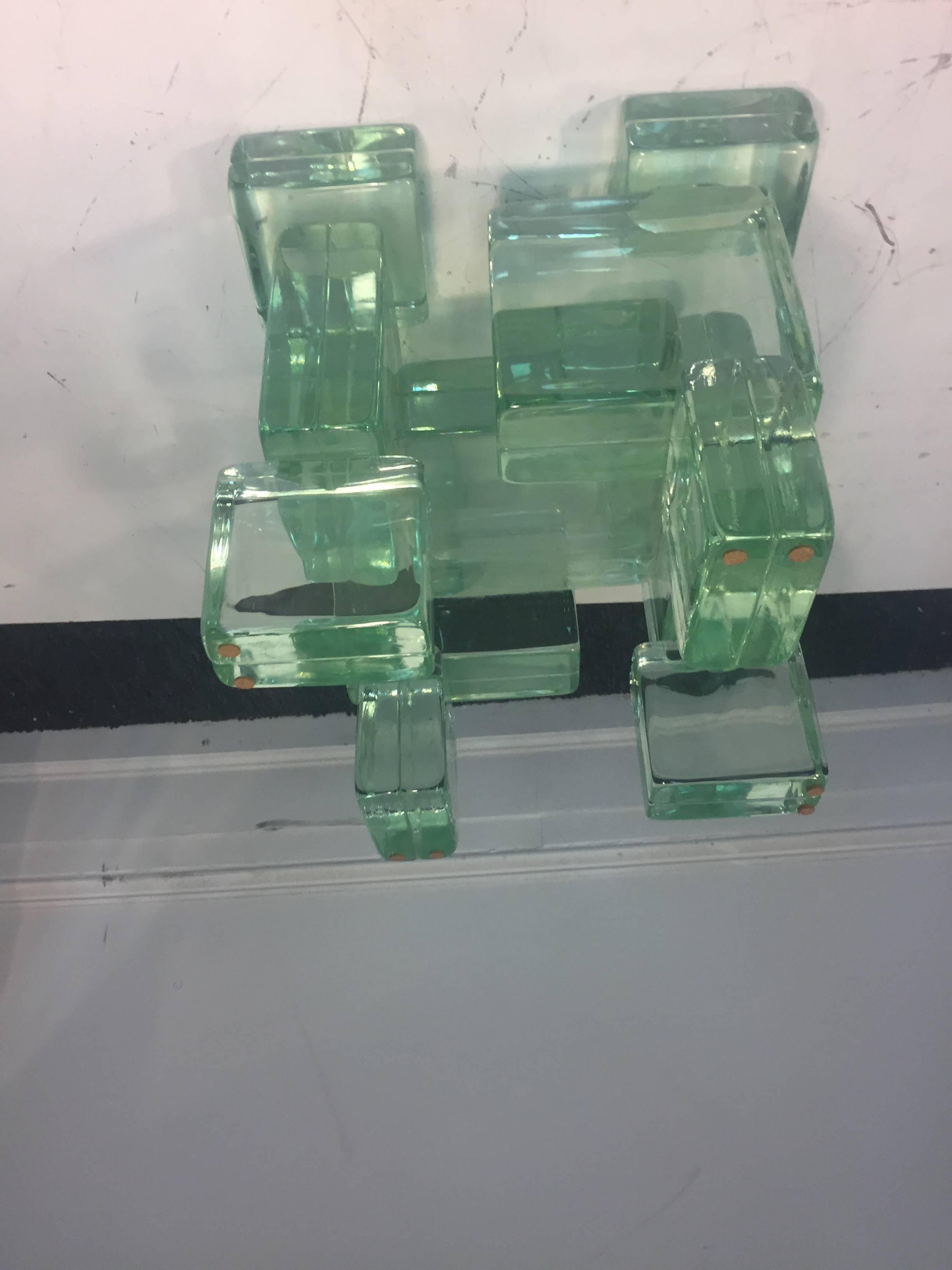 Incredible Italian Ice Glass Cube Side Table or Center Table For Sale 2