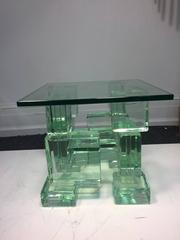 Incredible Italian Ice Glass Cube Side Table or Center Table