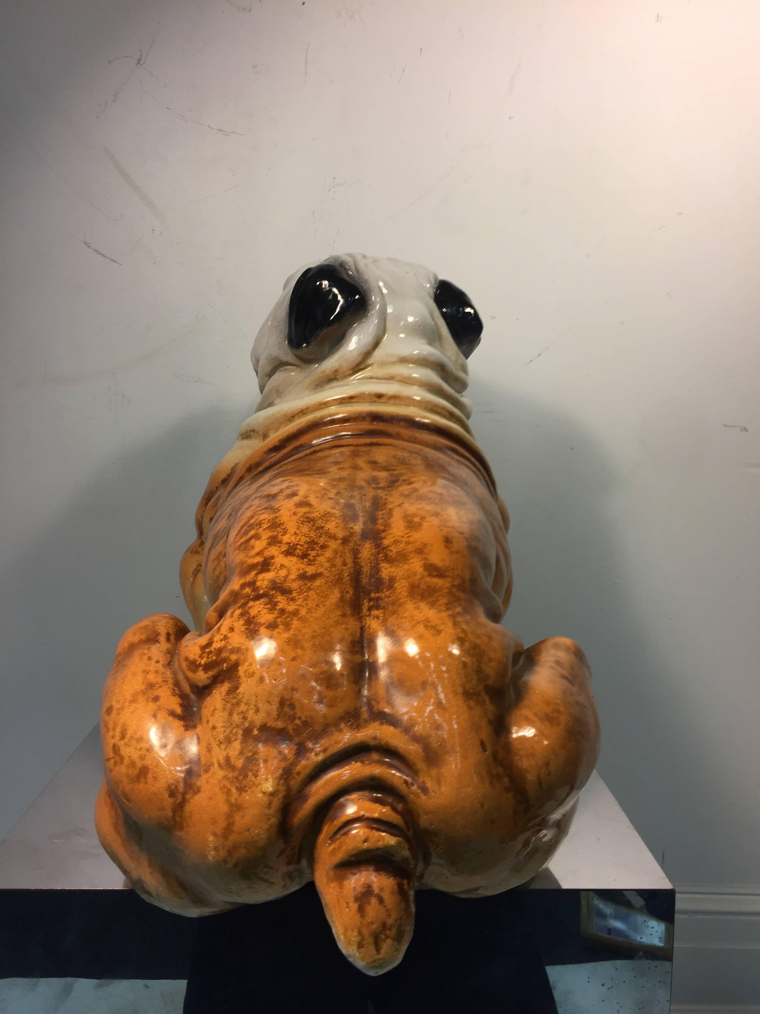Whimsical Italian Ceramic Sculpture of an English Bulldog For Sale 1