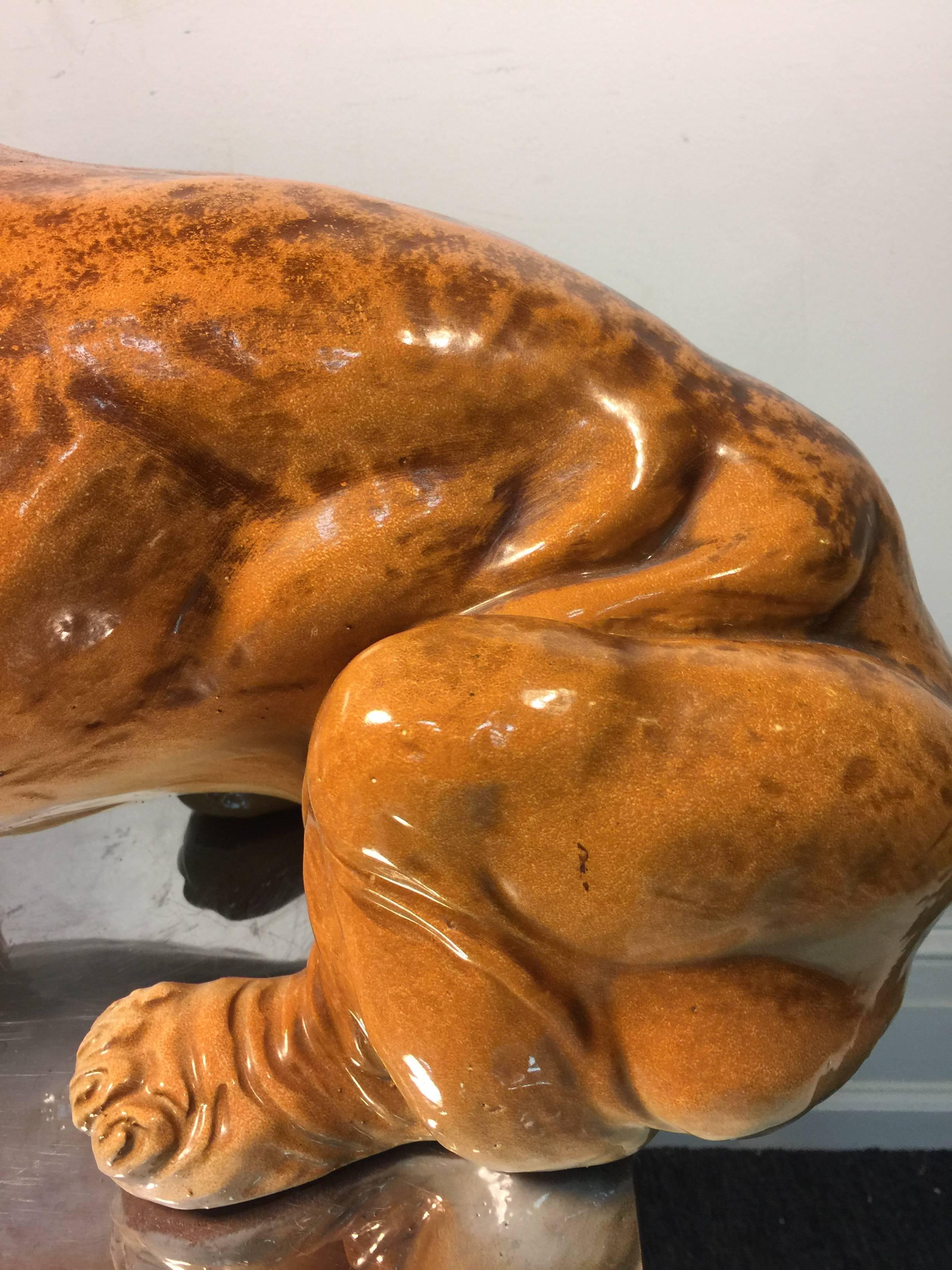 Whimsical Italian Ceramic Sculpture of an English Bulldog For Sale 3